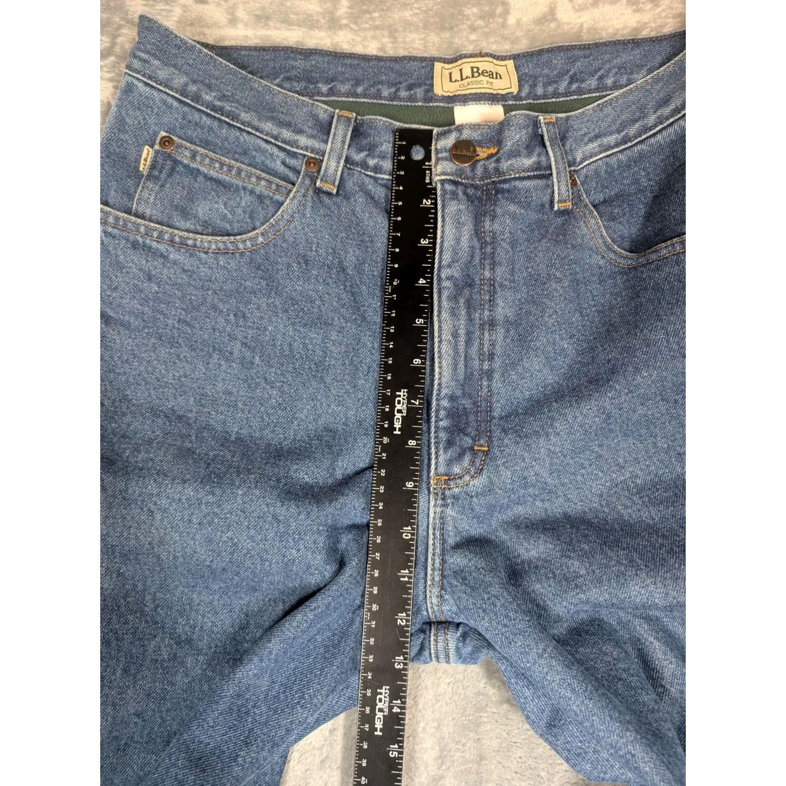 Vintage L.L. Bean Classic Fit Jeans Mens 33x32 Blue Fleece Lined Winter Denim Pants Straight 세 Size US 33 - 3 Thumbnail