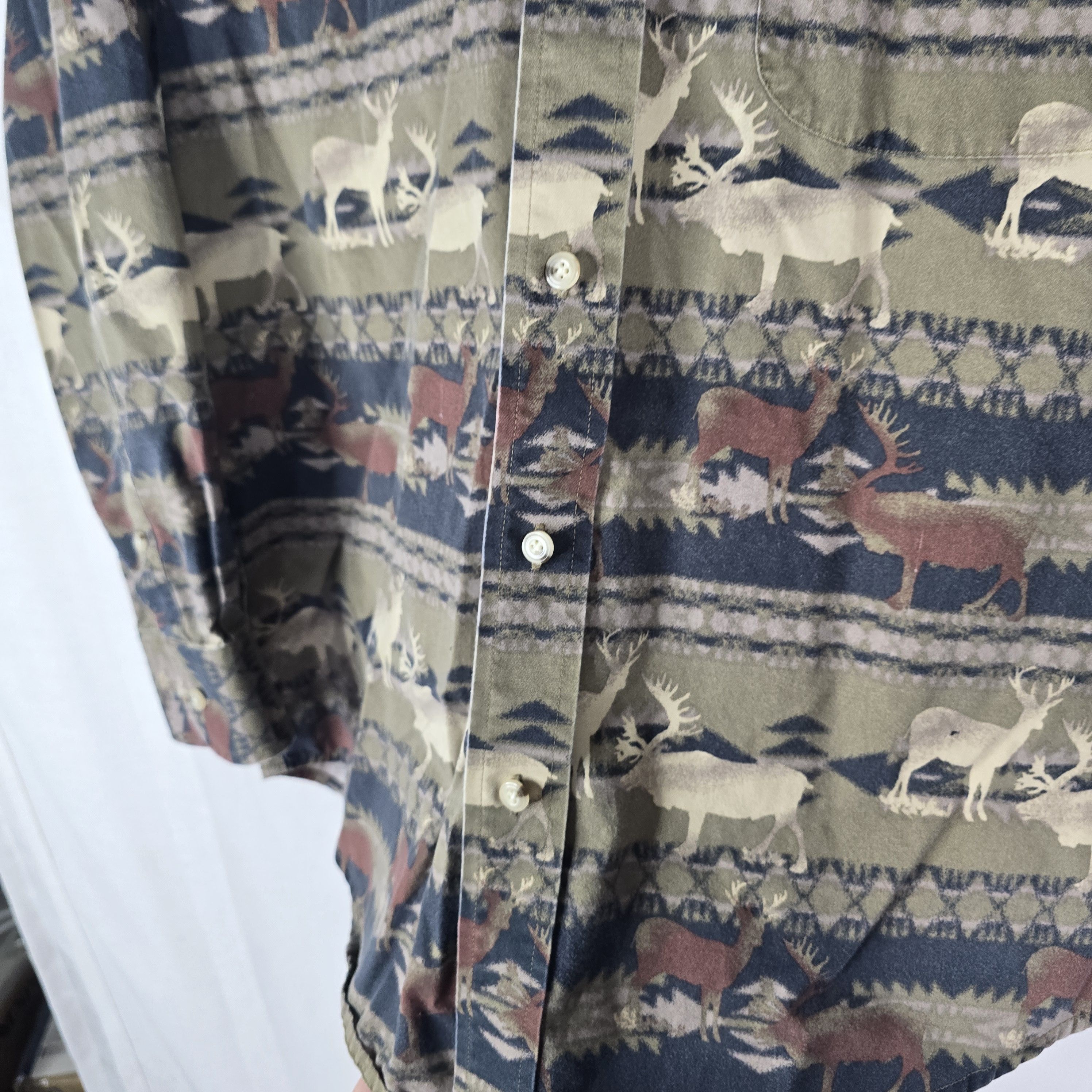 Natural Issue Natural Issue Mens Medium Deer Elk Aztec Y2k Button Up Size US M / EU 48-50 / 2 - 3 Thumbnail