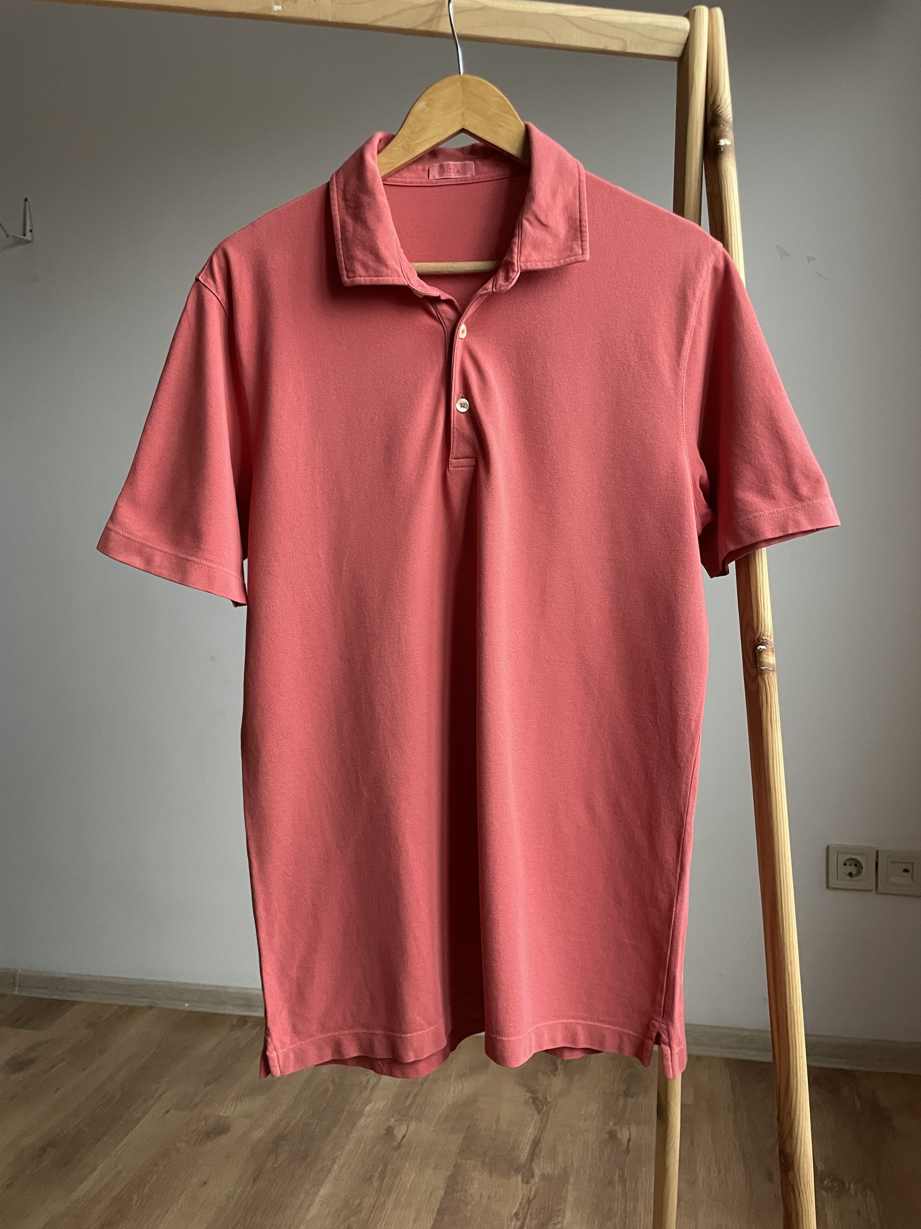 Altea Altea Pink Cotton Garment Dyed Polo T-Shirt Size L Size US L / EU 52-54 / 3 - 1 Thumbnail