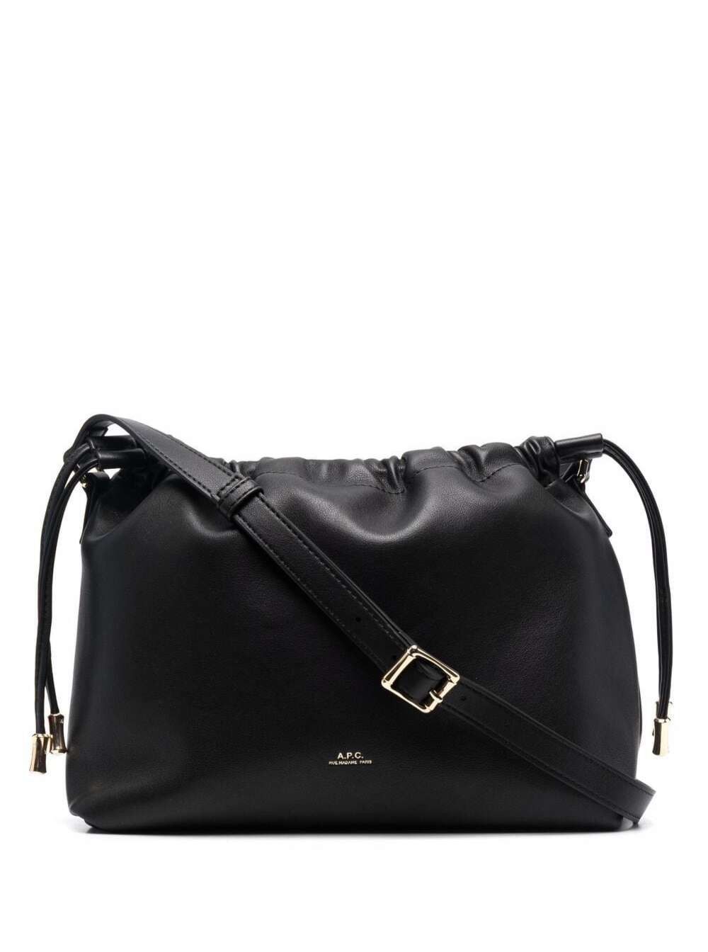 A.P.C. Black Crossbody bag with logo lettering on the front and drawstring closure in ecoleather for women Size ONE SIZE - 1 Thumbnail