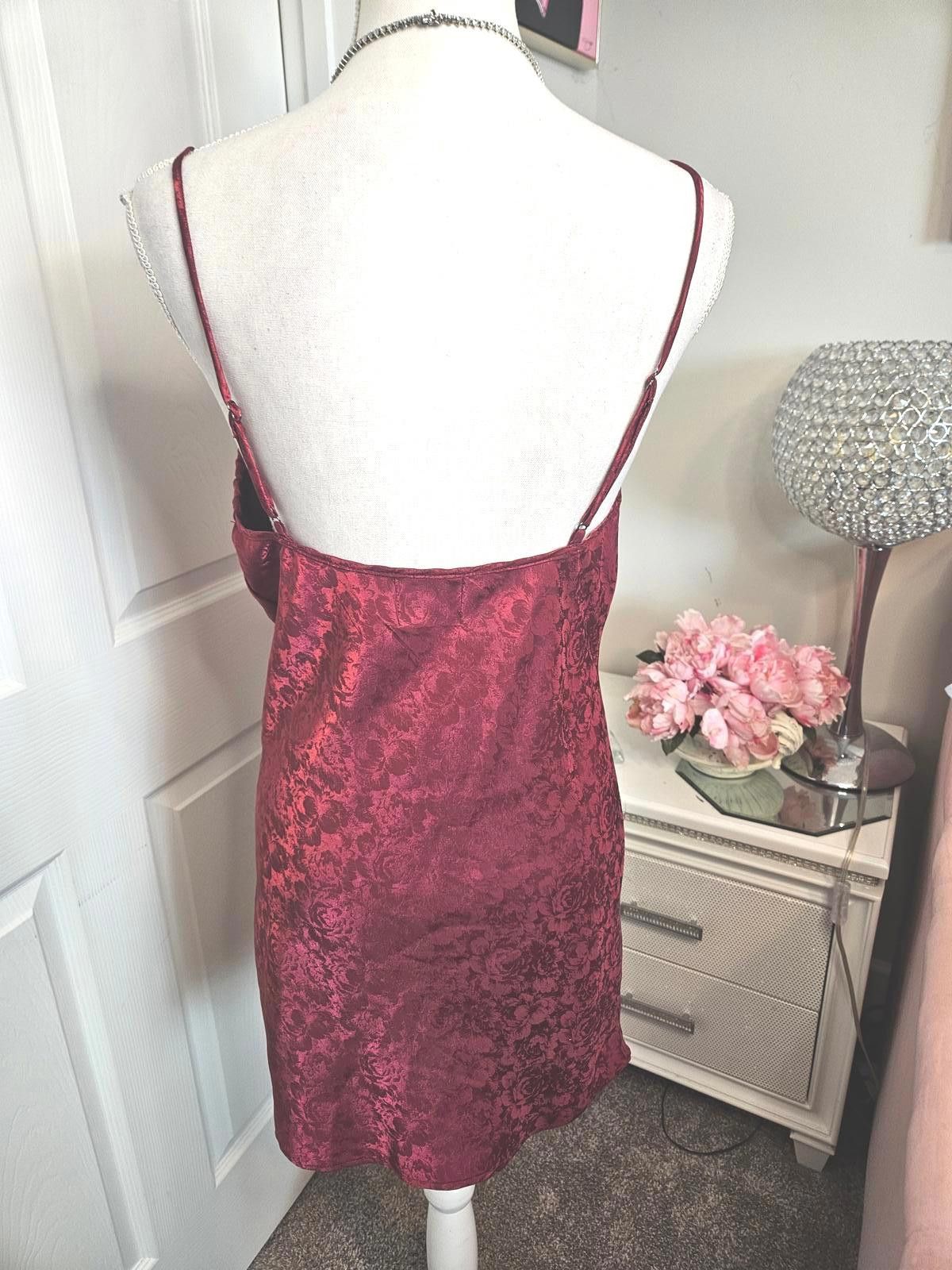 Designer Princess Polly Crimson Satin Slip Dress #387 Size M / US 6-8 / IT 42-44 - 3 Thumbnail