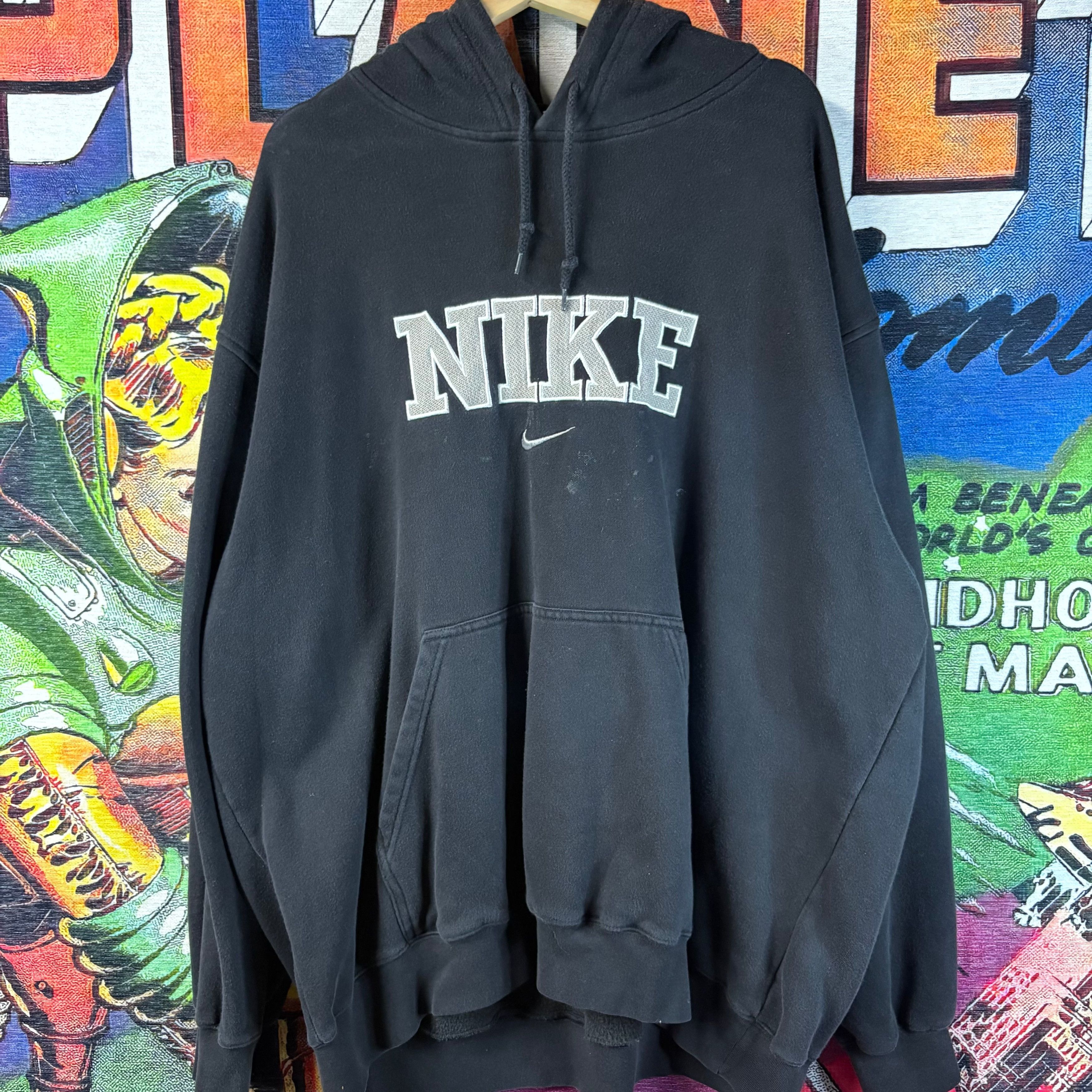 Nike Y2K Nike Spell Out "Center Swoosh" Hoodie Size XL Size US XL / EU 56 / 4 - 1 Thumbnail