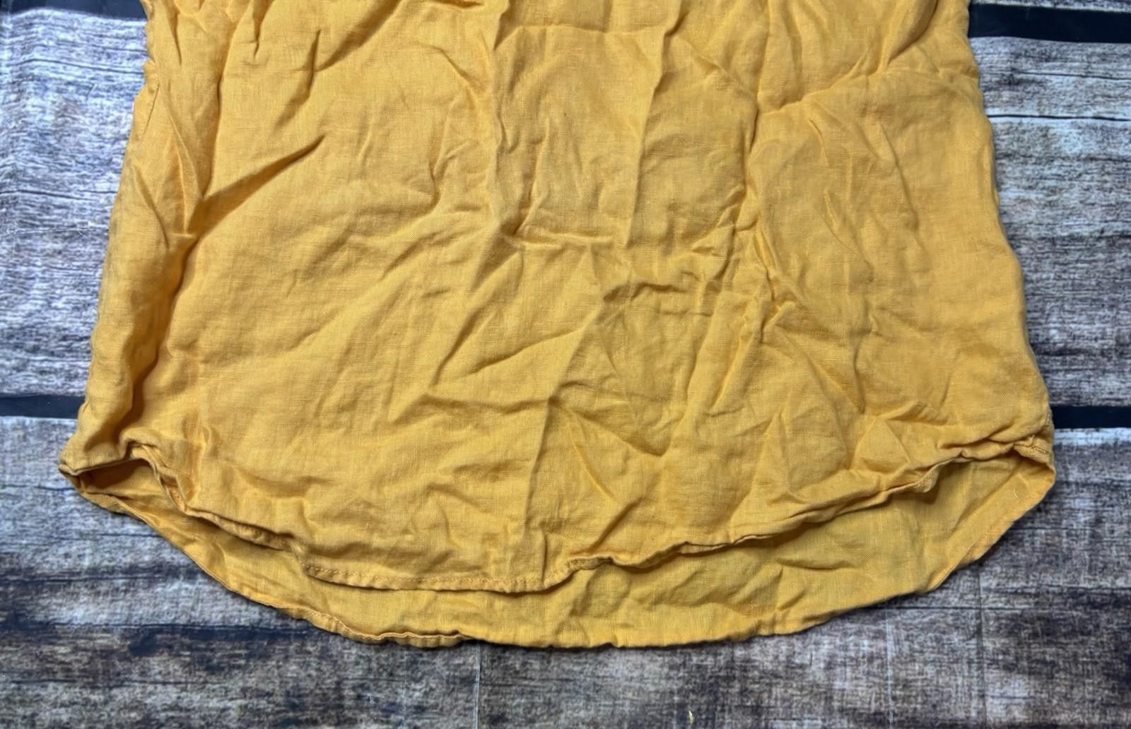 Lord & Taylor Lord & Taylor Top Womens Large Linen Yellow V-Neck Size L / US 10 / IT 46 - 6 Thumbnail