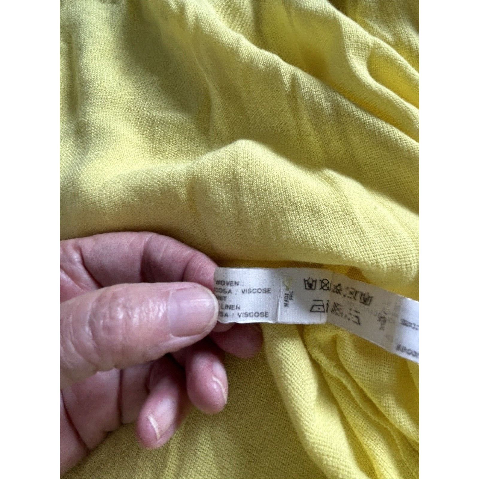 Sita Murt Yellow Linen Blend Button Front Drawstring Waist M