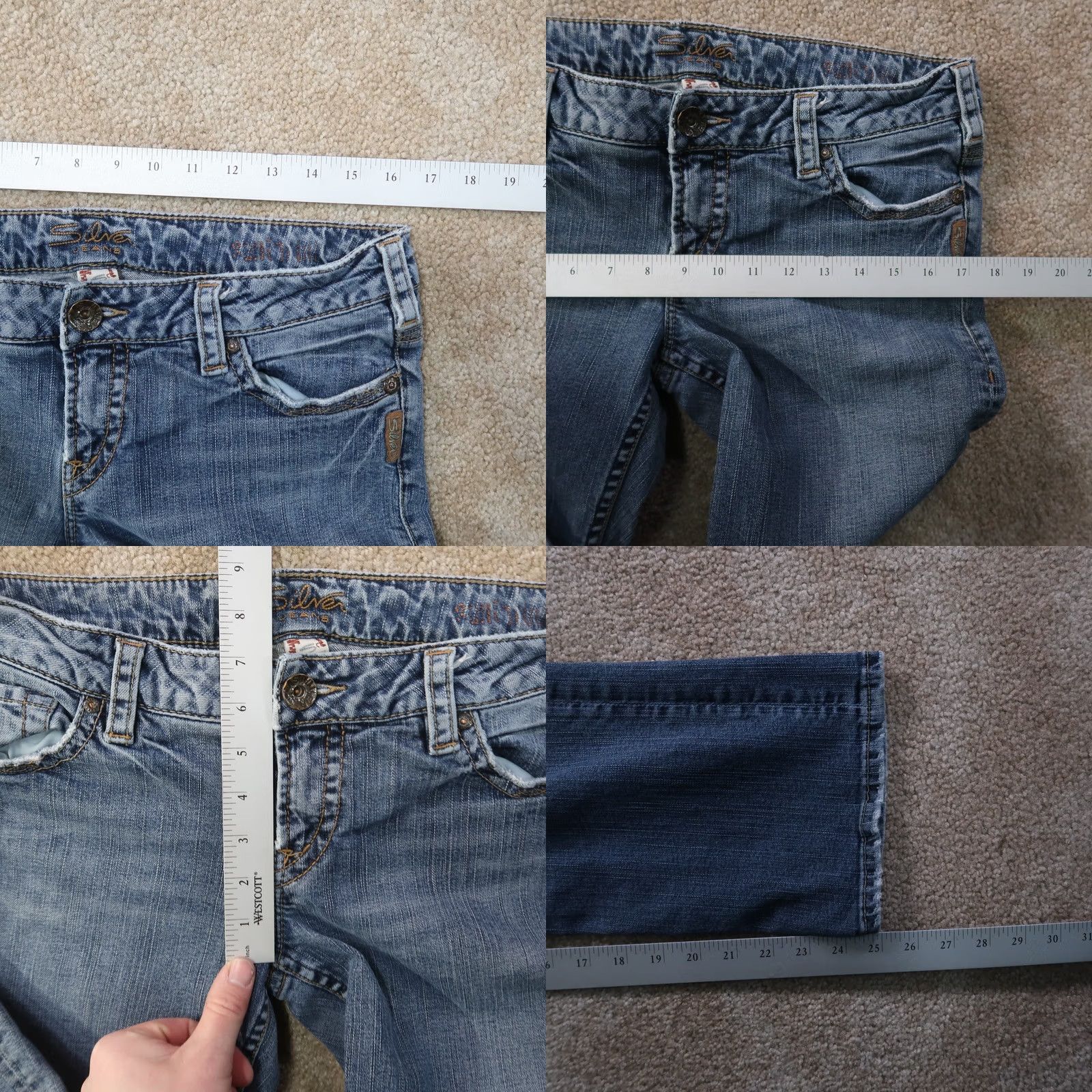 Silver Jeans Co. Silver Jeans Santorini Capri Jeans Women’s 31 Blue Stretch Denim Capris Slim 5-Pocket Distressed Medium Wash (Regular) Womens Menopause? Size 24" / US 00 / IT 34 - 8 Thumbnail