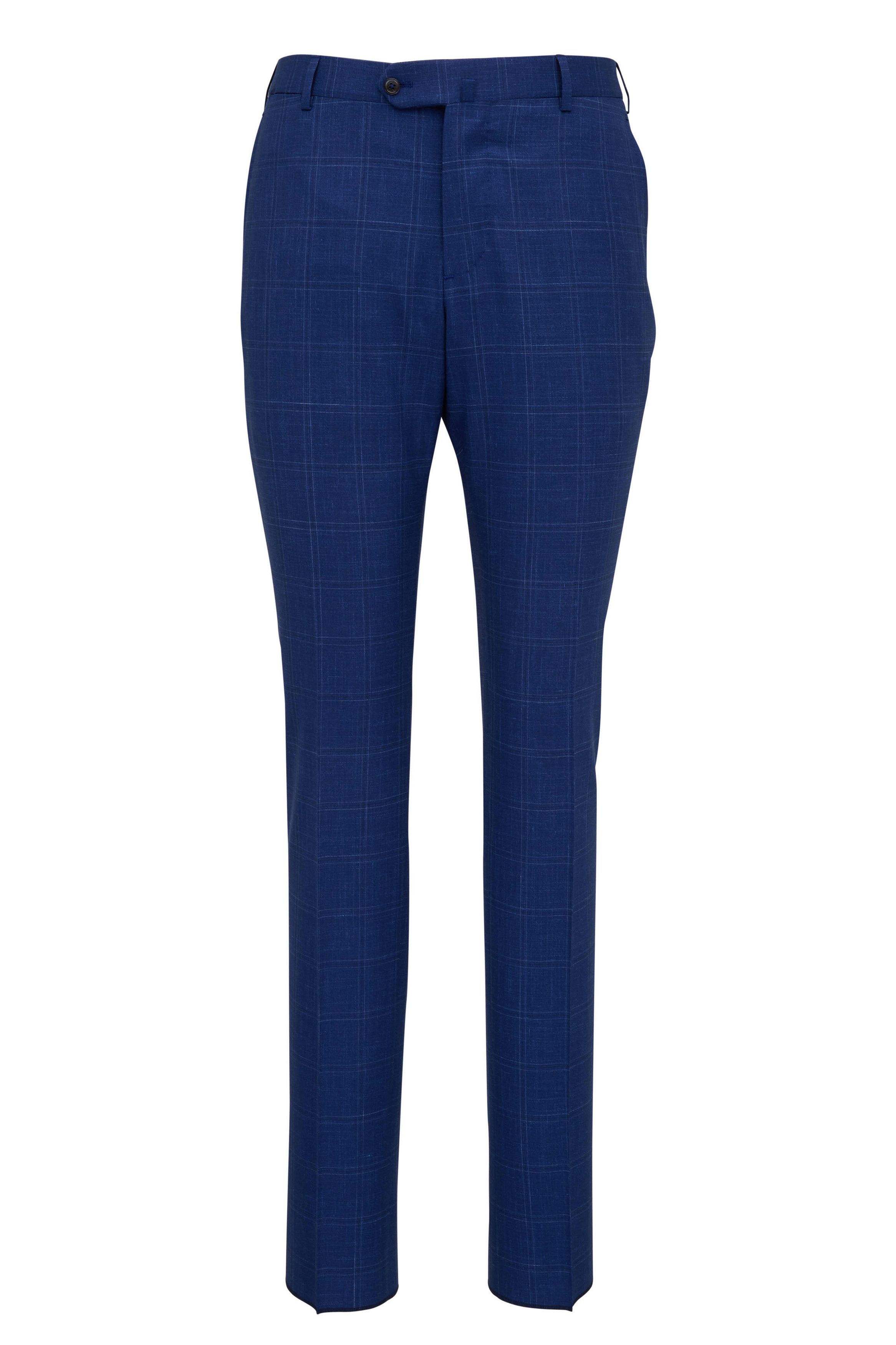 Isaia o1mtch0225 Summertime Plaid Suit in Bright Blue Size 42R - 3 Thumbnail