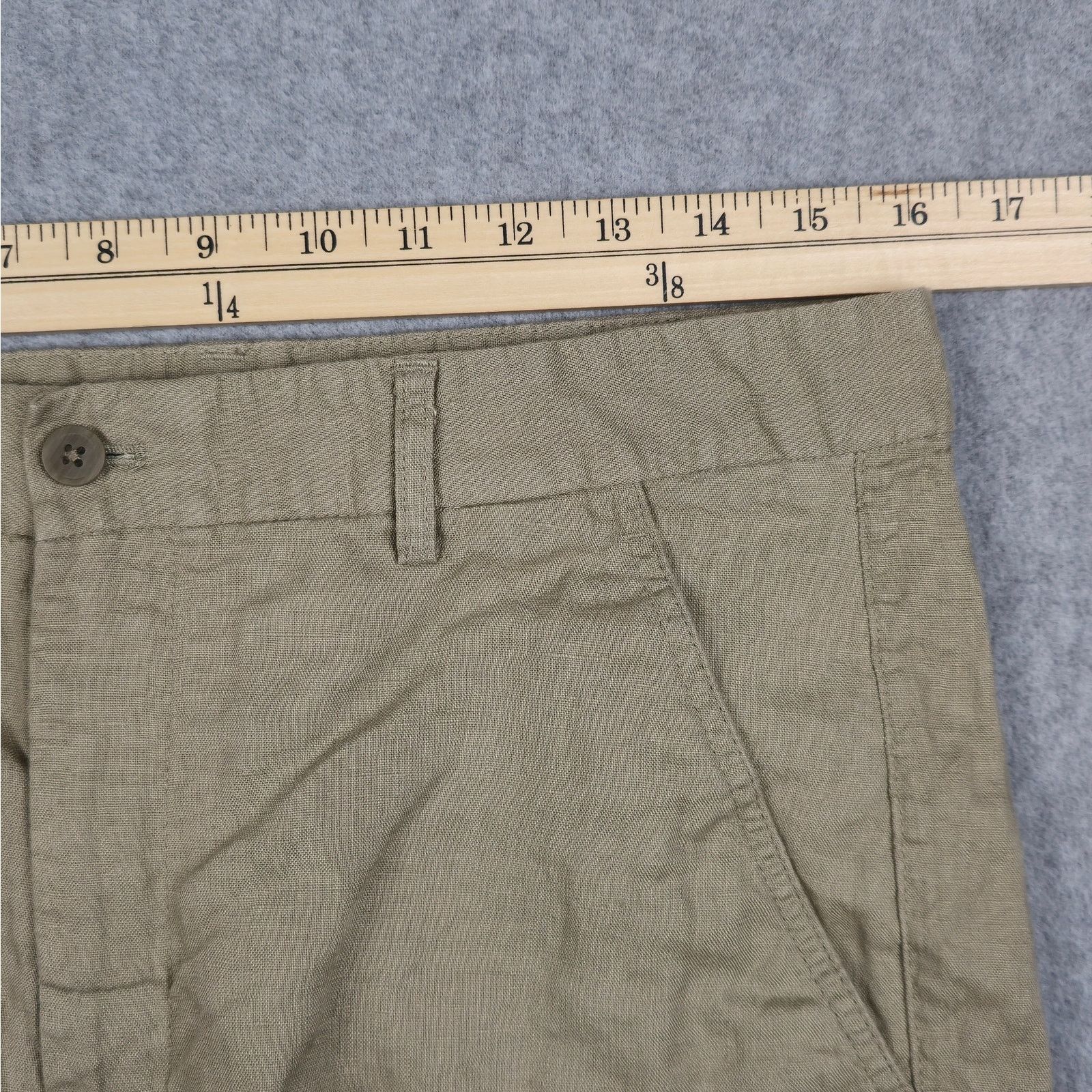 Zara Zara Large Light Beige 100% Linen Flat Front Chino Shorts Size US 32 / EU 48 - 8 Thumbnail