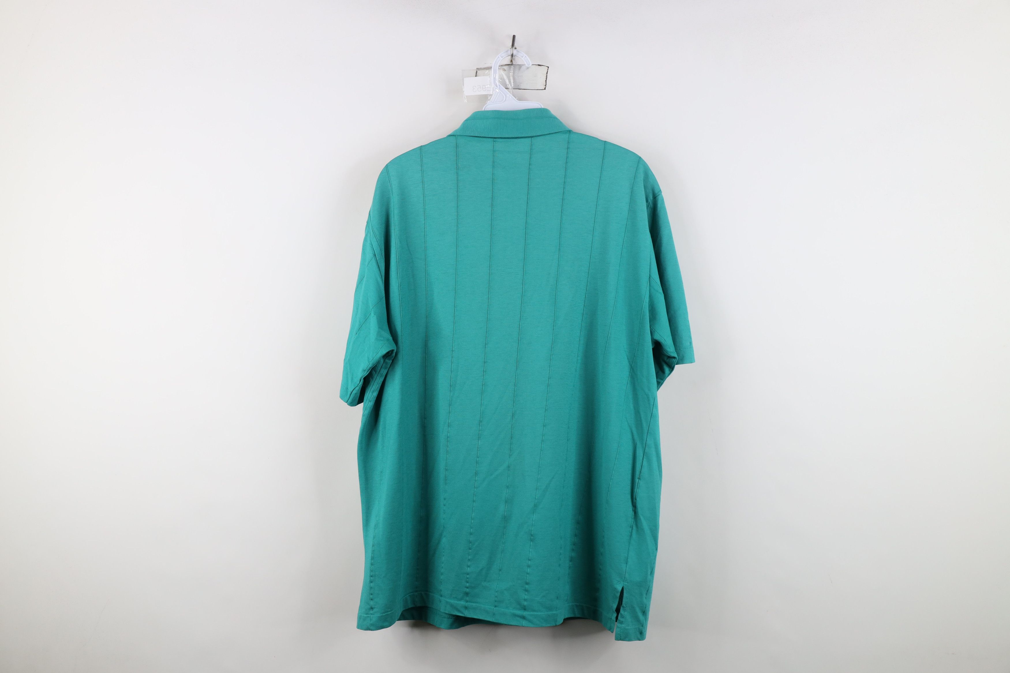 Vintage Vintage 90s Streetwear Striped Knit Golf Polo Shirt Teal Size US L / EU 52-54 / 3 - 13 Thumbnail