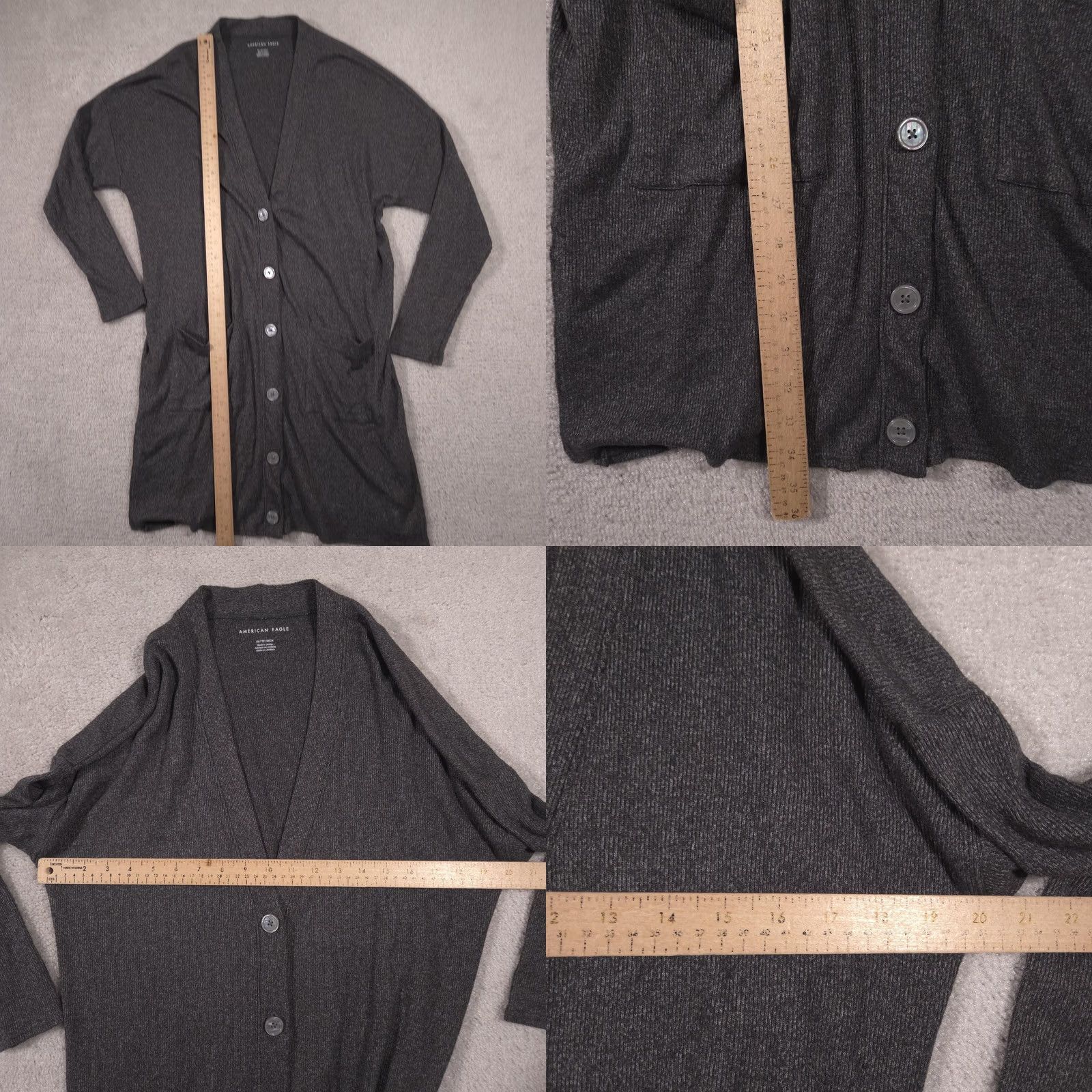American Eagle Outfitters American Eagle Outfitters Cardigan Sweater Womens XS Gray V Neck Button Front Size XS / US 0-2 / IT 36-38 - 8 Thumbnail
