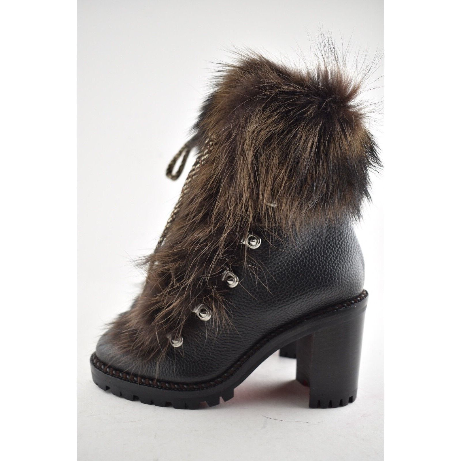 Christian Louboutin Christian Louboutin Fanny Black Brown Fur Leather Tie Heel Size US 4 / IT 34 - 9 Thumbnail