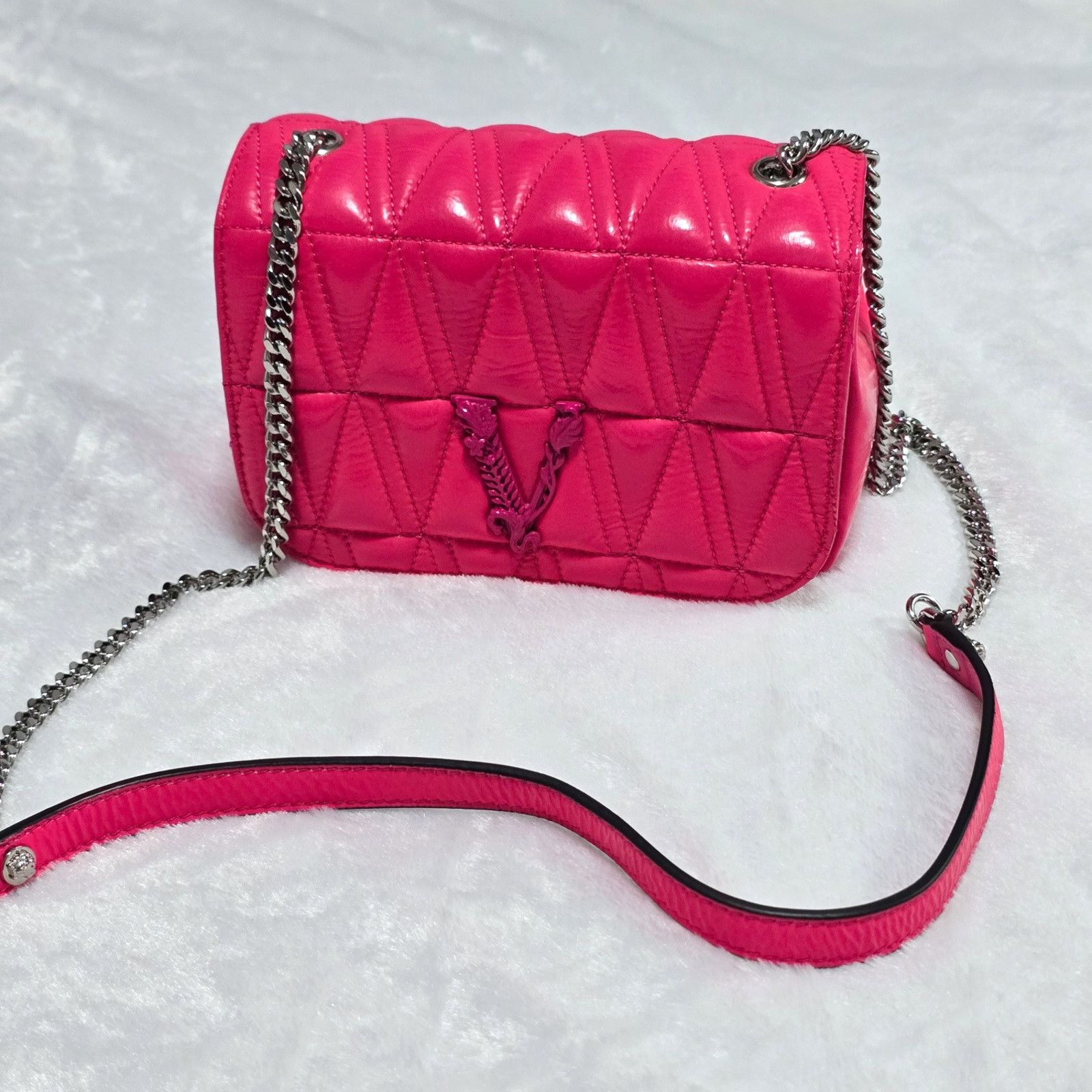 Versace Versace Virtus Quilted Matelassé Leather Crossbody Bag Pink Size ONE SIZE - 1 Thumbnail