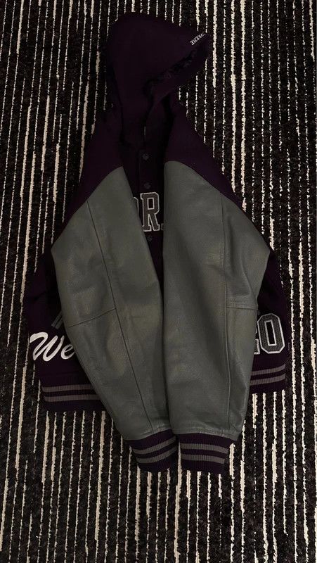Supreme Supreme King Hooded Varsity Jacket Purple like new M Size US M / EU 48-50 / 2 - 2 Thumbnail