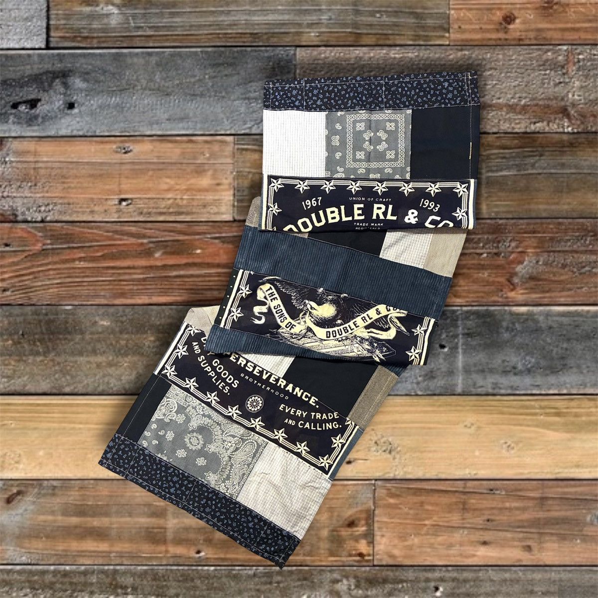 RRL Ralph Lauren CUSTOM RRL/ RL PATCHWORK SCARF (100% UPCYCLED RRL FABRICS) Size ONE SIZE - 1 Thumbnail