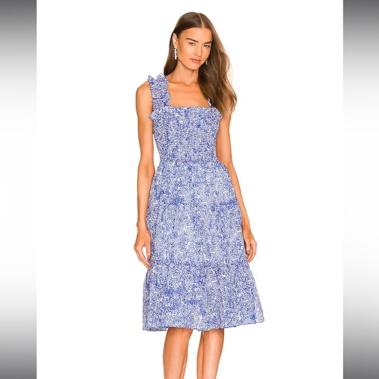 Amanda Uprichard Amanda Uprichard Adelene Midi Dress in Chalet Size S blue Size S / US 4 / IT 40 - 8 Thumbnail