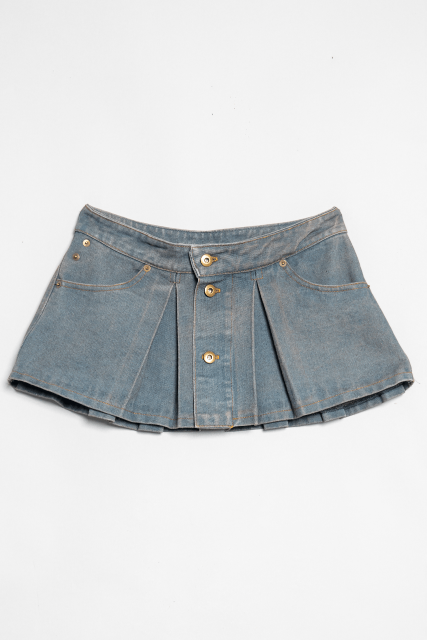 Handmade Denim Mini Skirt Size 26" / US 2 / IT 38 - 2 Thumbnail