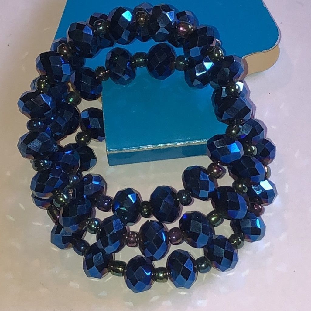 Rainbow Rainbow Blue Beaded Boho Wrap Bracelet Size ONE SIZE - 1 Thumbnail