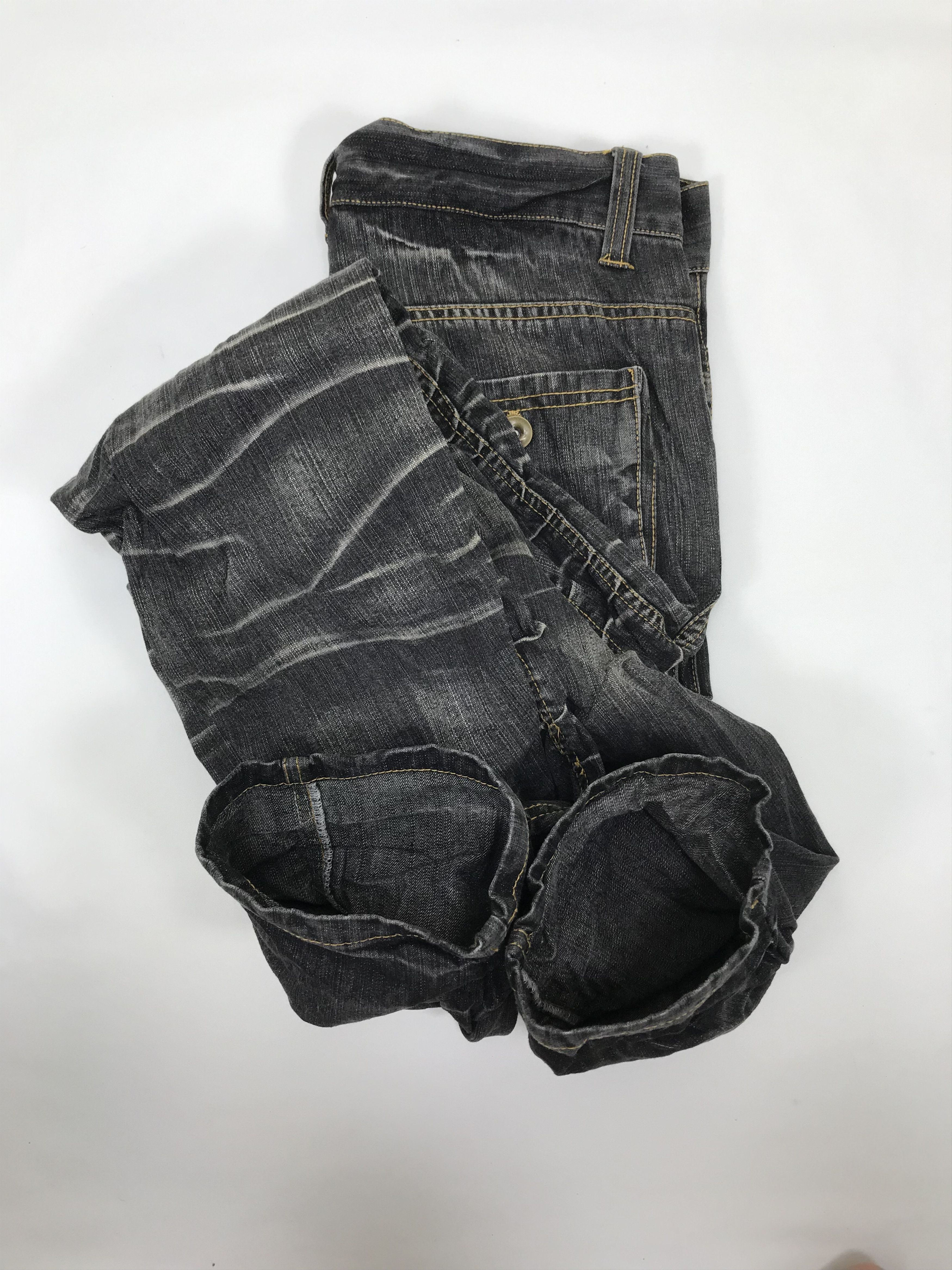 Japanese Brand Japanese Halham Punk Style Faded Black Wrinkle Leg Jeans Size US 32 / EU 48 - 12 Thumbnail