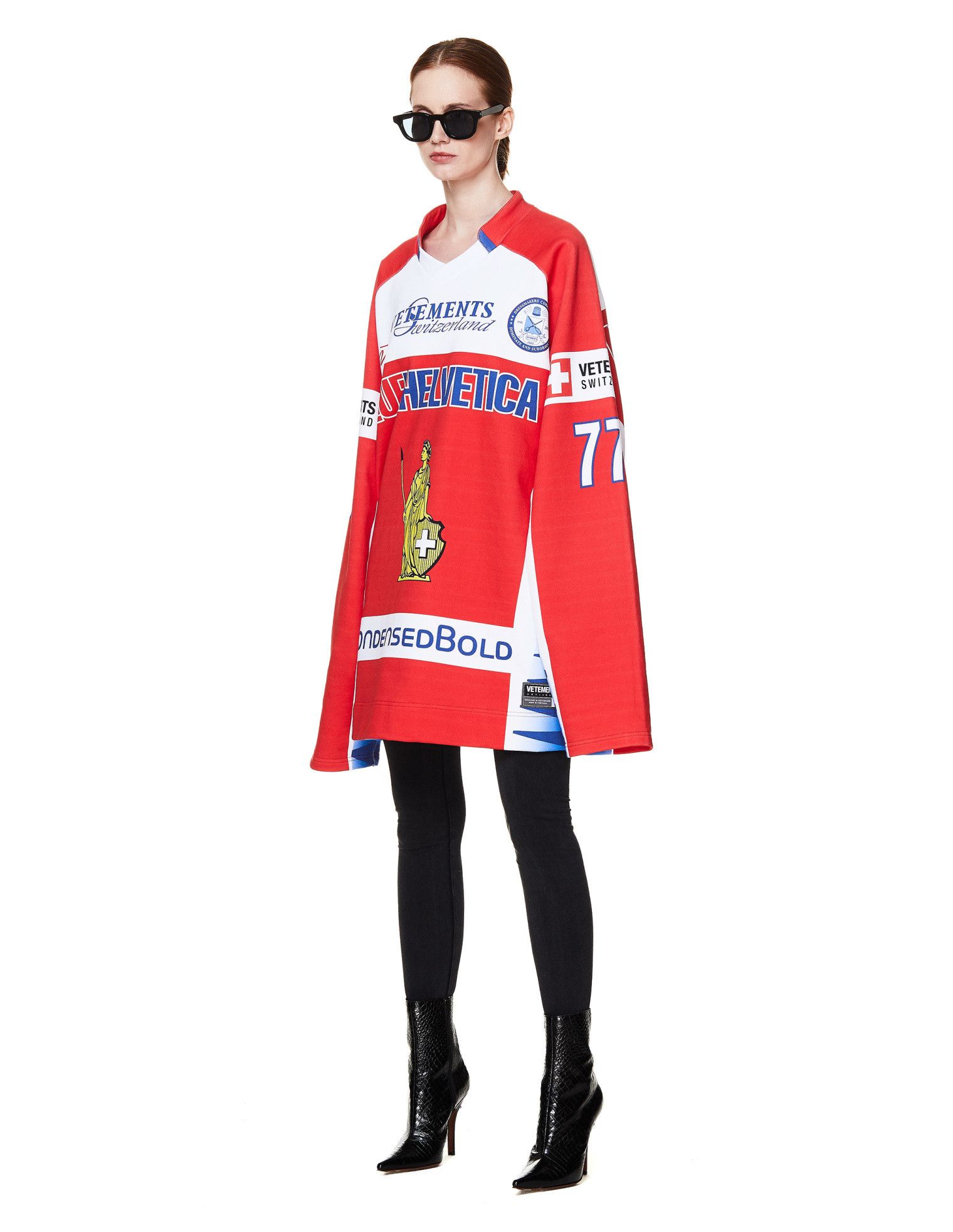 Vetements Red Helvetica Racing Logo Oversized Hockey Jersey Size XS / US 0-2 / IT 36-38 - 3 Thumbnail