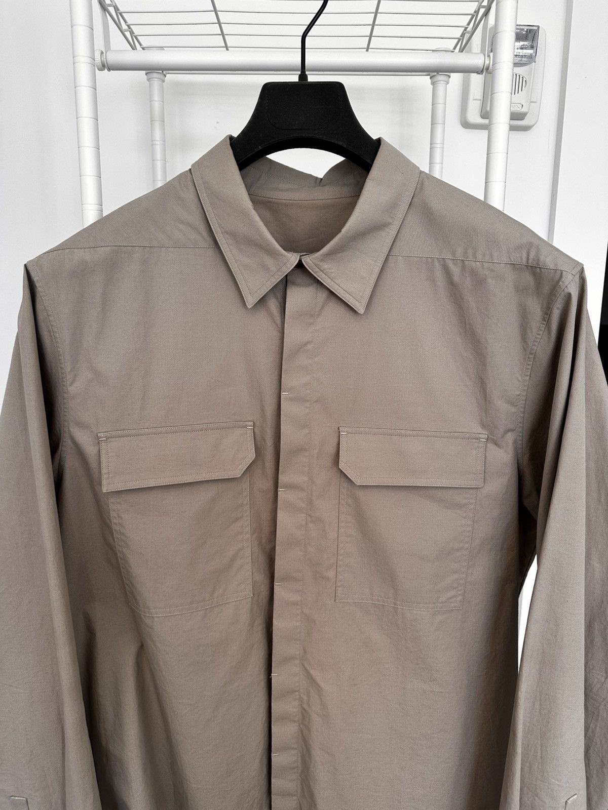 Rick Owens WORK SHIRT PEARL 56 Size US XXL / EU 58 / 5 - 5 Thumbnail