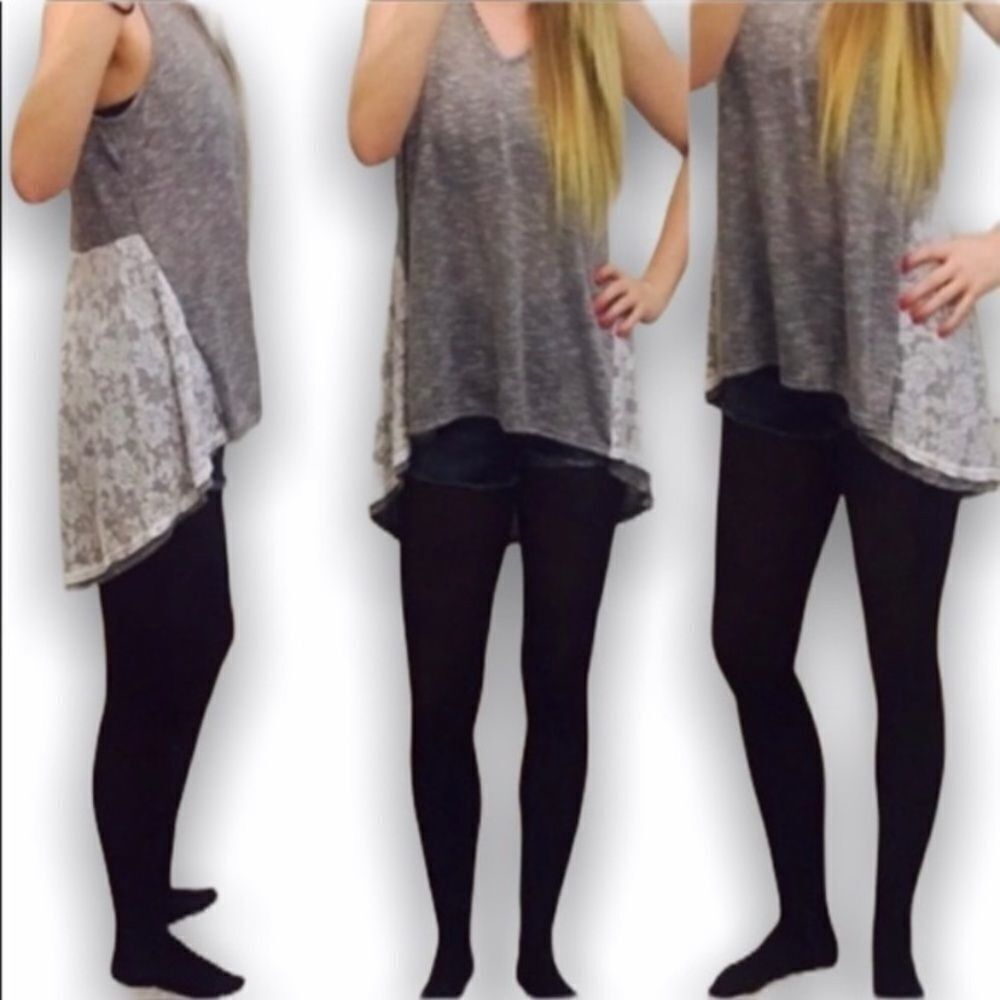Other Gray & White High-Low Tank with Lace Back | Sizes M & L | NW Size M / US 6-8 / IT 42-44 - 4 Thumbnail