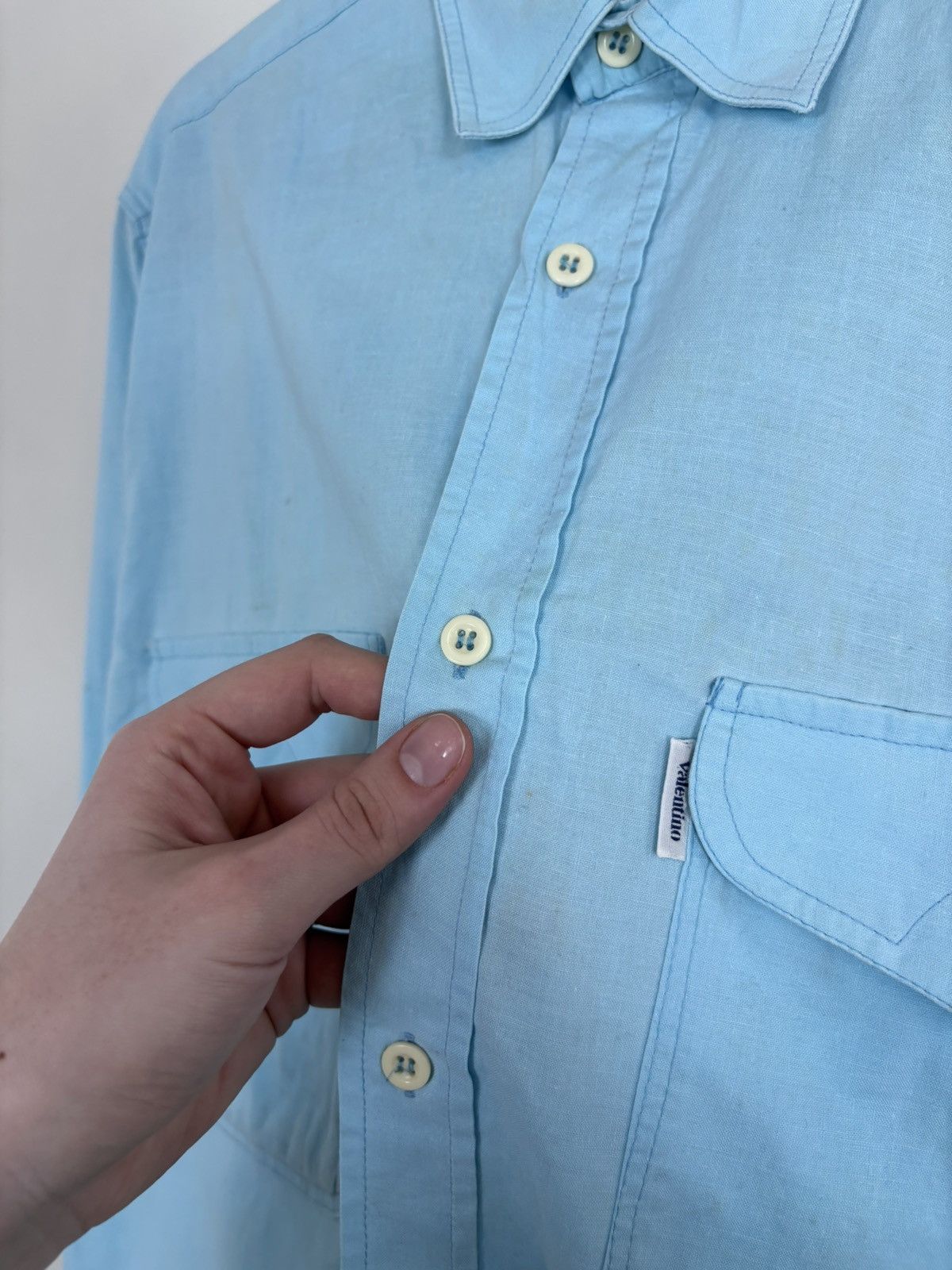 Valentino Vintage 1990s Valentino Jeans Men’s Blue Long Sleeve Shirt Size US M / EU 48-50 / 2 - 4 Thumbnail