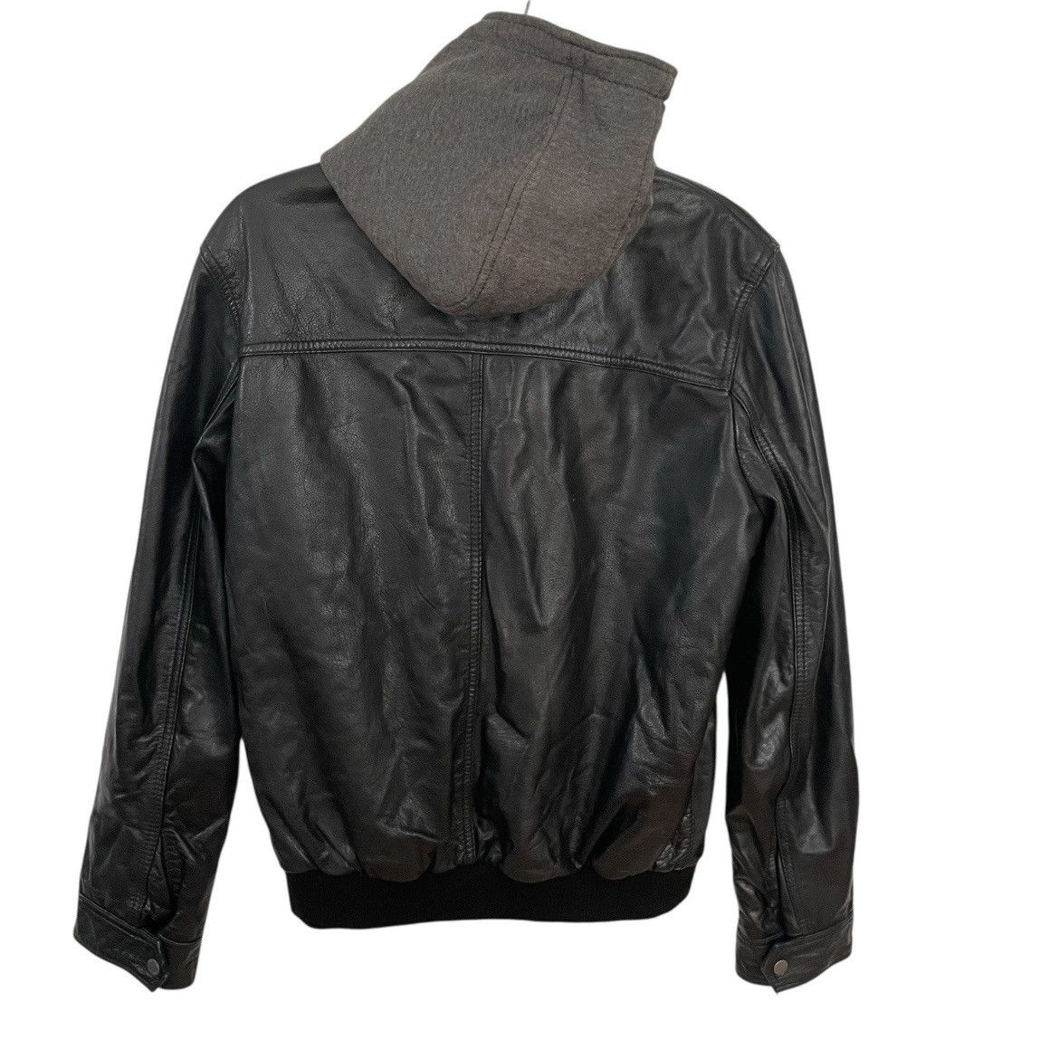 Black Rivet Black Rivet Leather Bomber Jacket w/ Removable Hoodie Medium Size US M / EU 48-50 / 2 - 2 Thumbnail
