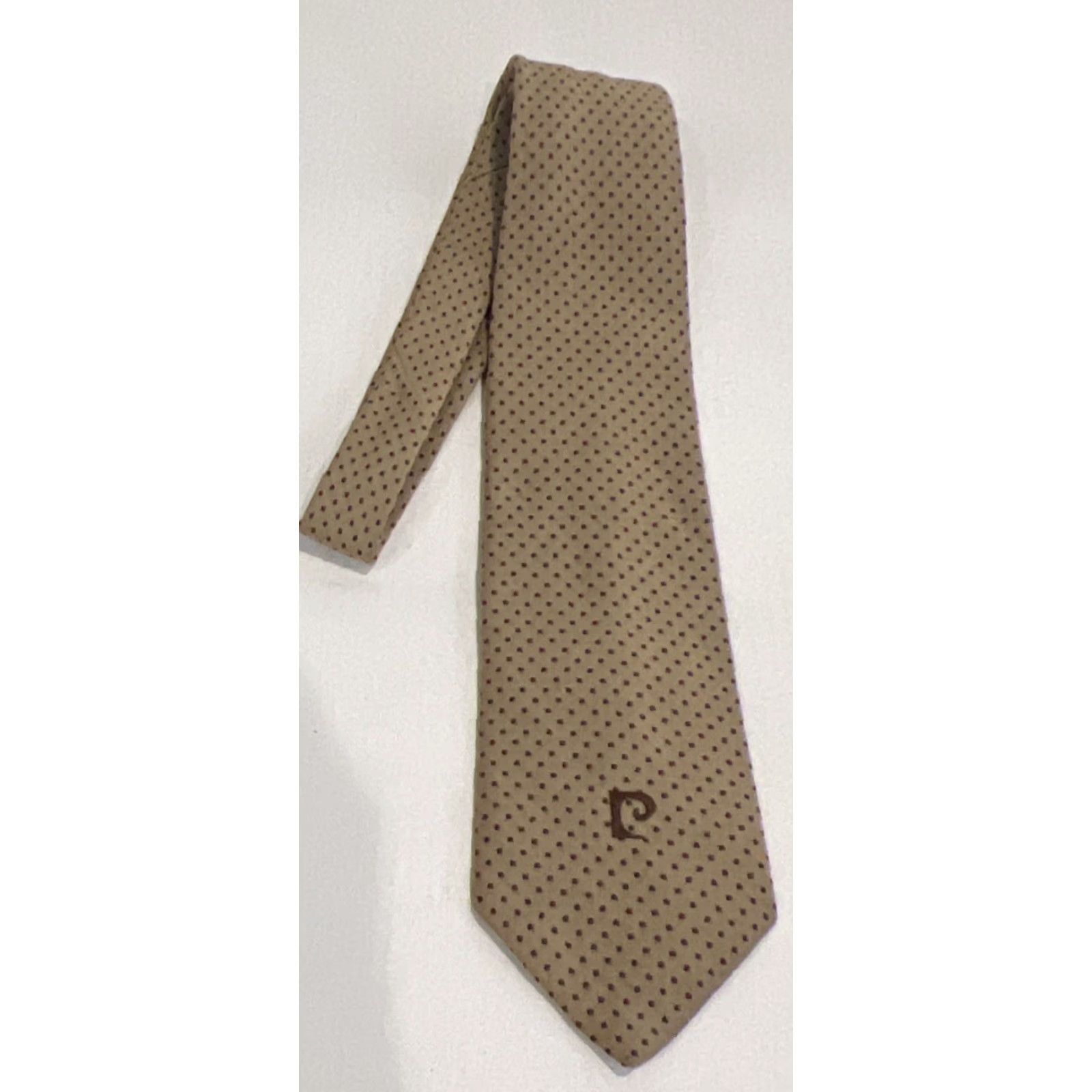 Pierre Cardin Vintage Pierre Cardin Paris NY Men Necktie Polyester Brown w/ Brown Dots Logo Size ONE SIZE - 2 Thumbnail
