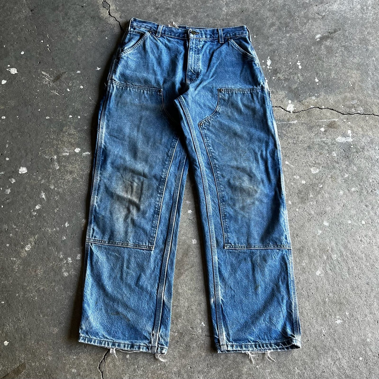 Carhartt × Vintage Carhartt denim blue jean double knee work carpenter pants Size US 33 - 1 Thumbnail