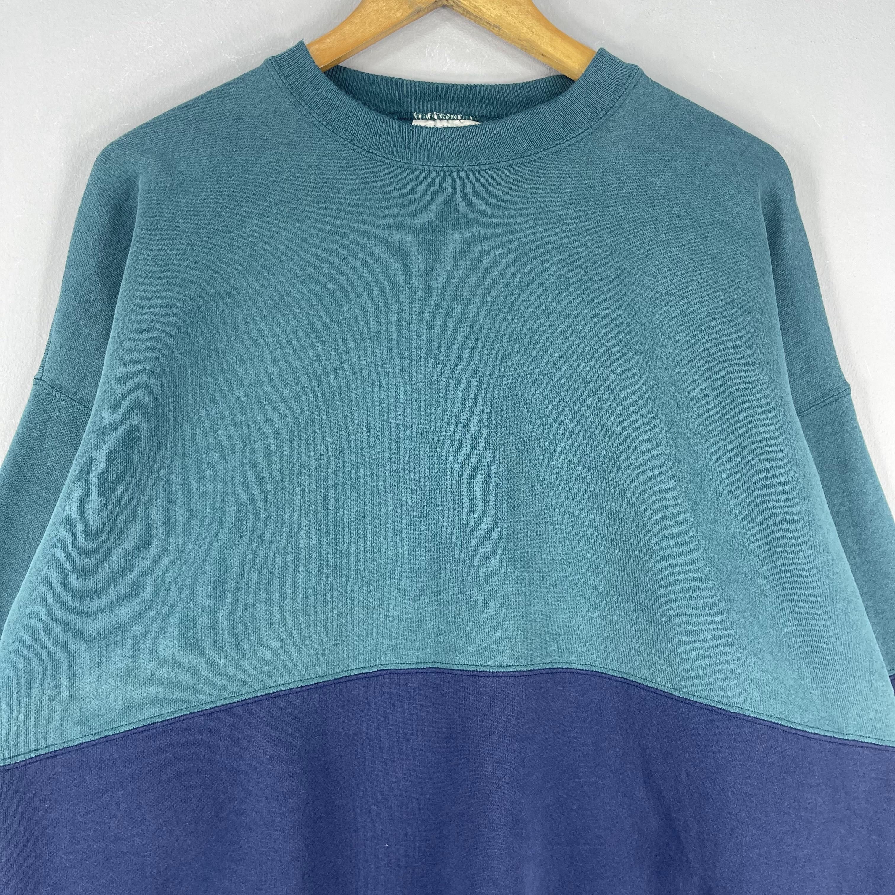 Vintage Vintage Plain Green/Blue Sun Faded Sweatshirt Size US XL / EU 56 / 4 - 2 Thumbnail
