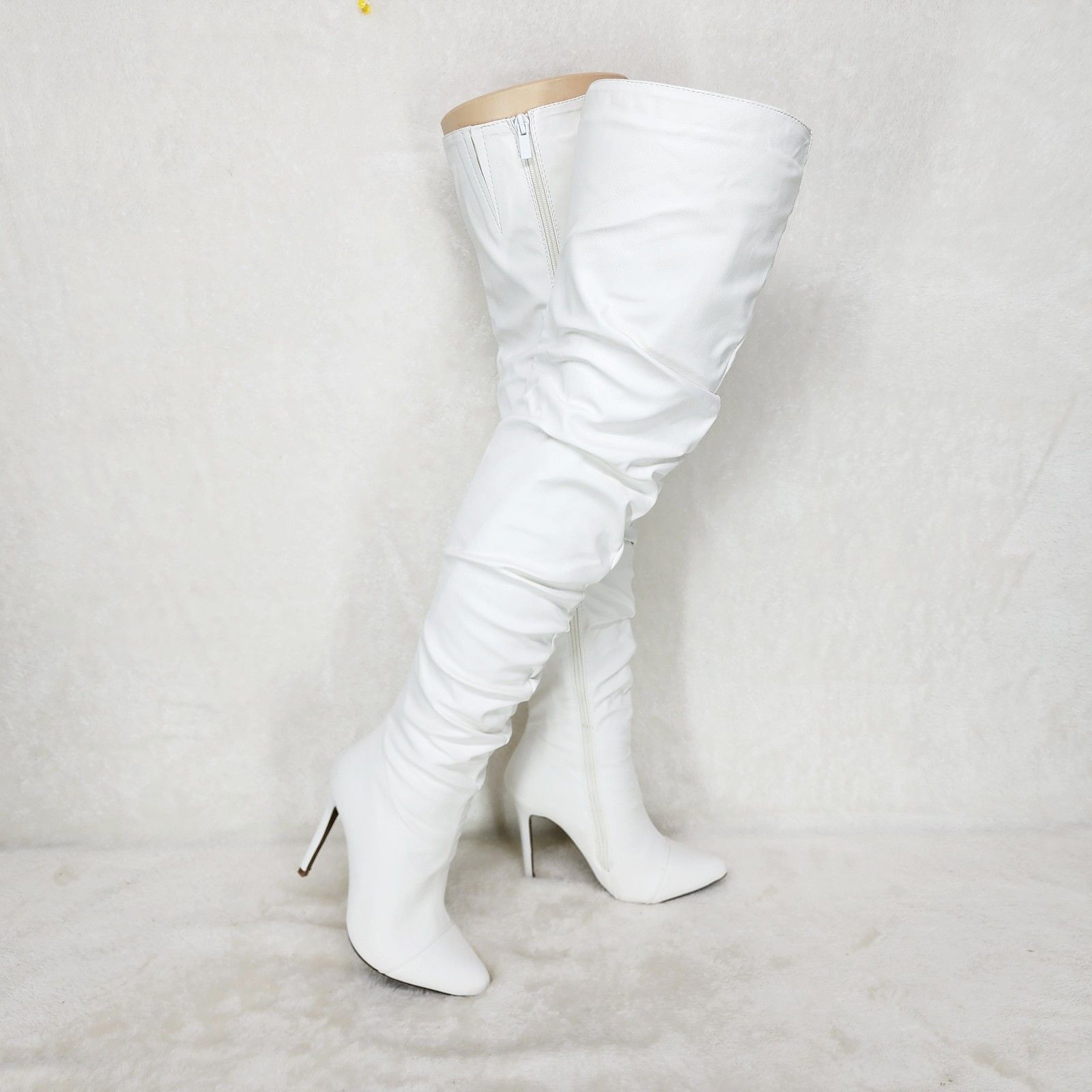Other Victoria White Thigh High Over The Knee Slouch Scrunch Boots Size US 6.5 / IT 36.5 - 2 Thumbnail