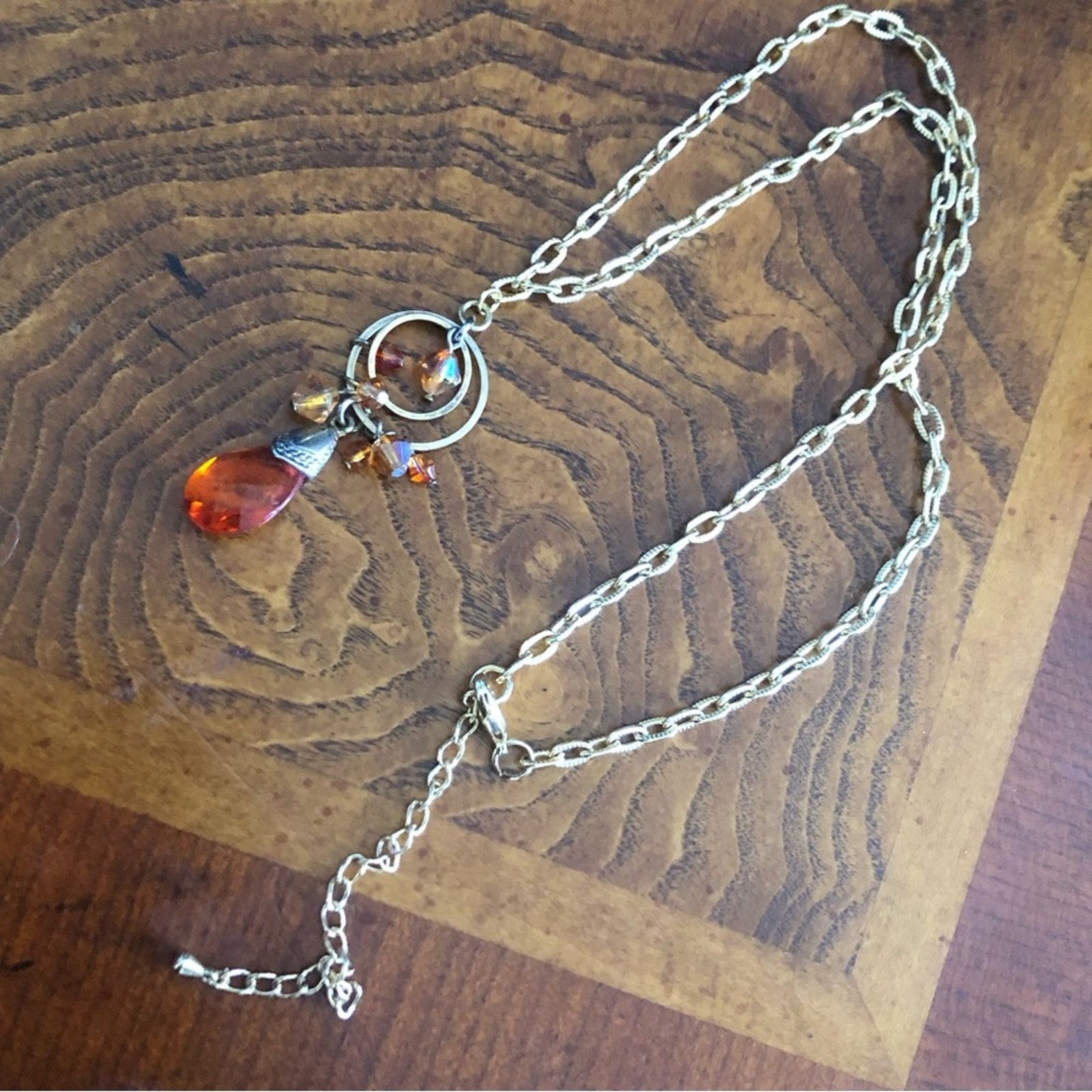 Handmade Handmade repurpose apricot crystal gold chain necklace Size ONE SIZE - 9 Thumbnail