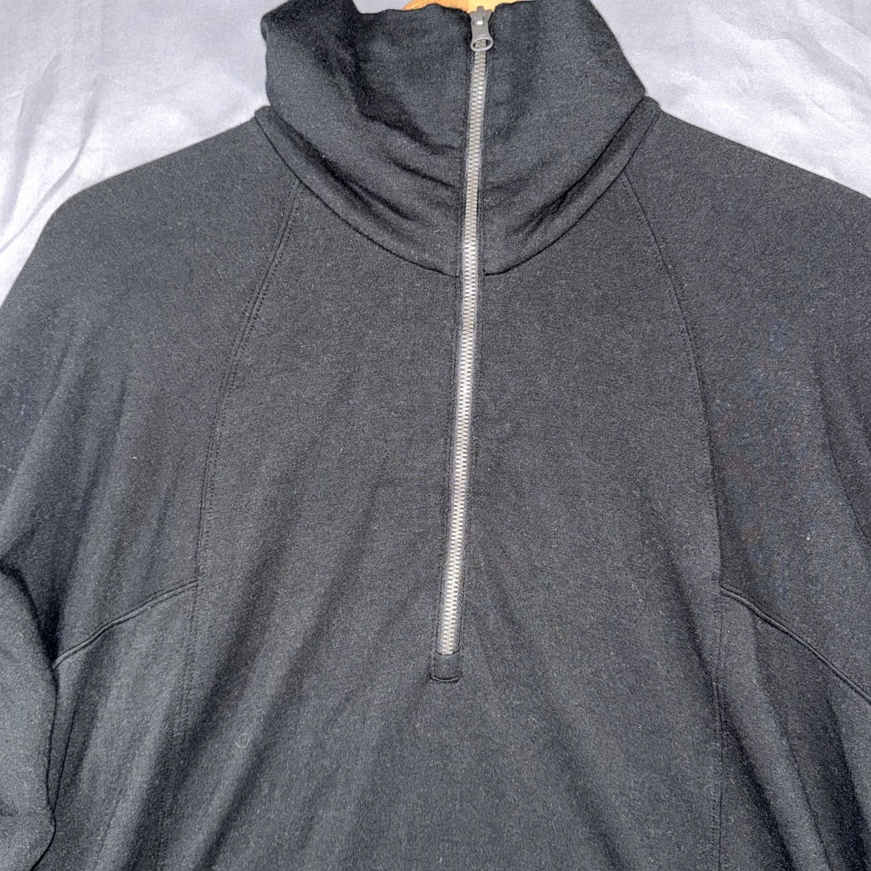 Quince Quince Sweatshirt Womens XL Black 1/4 Zip Mock Neck Raglan Stretch Pullover Size XL / US 12-14 / IT 48-50 - 3 Thumbnail