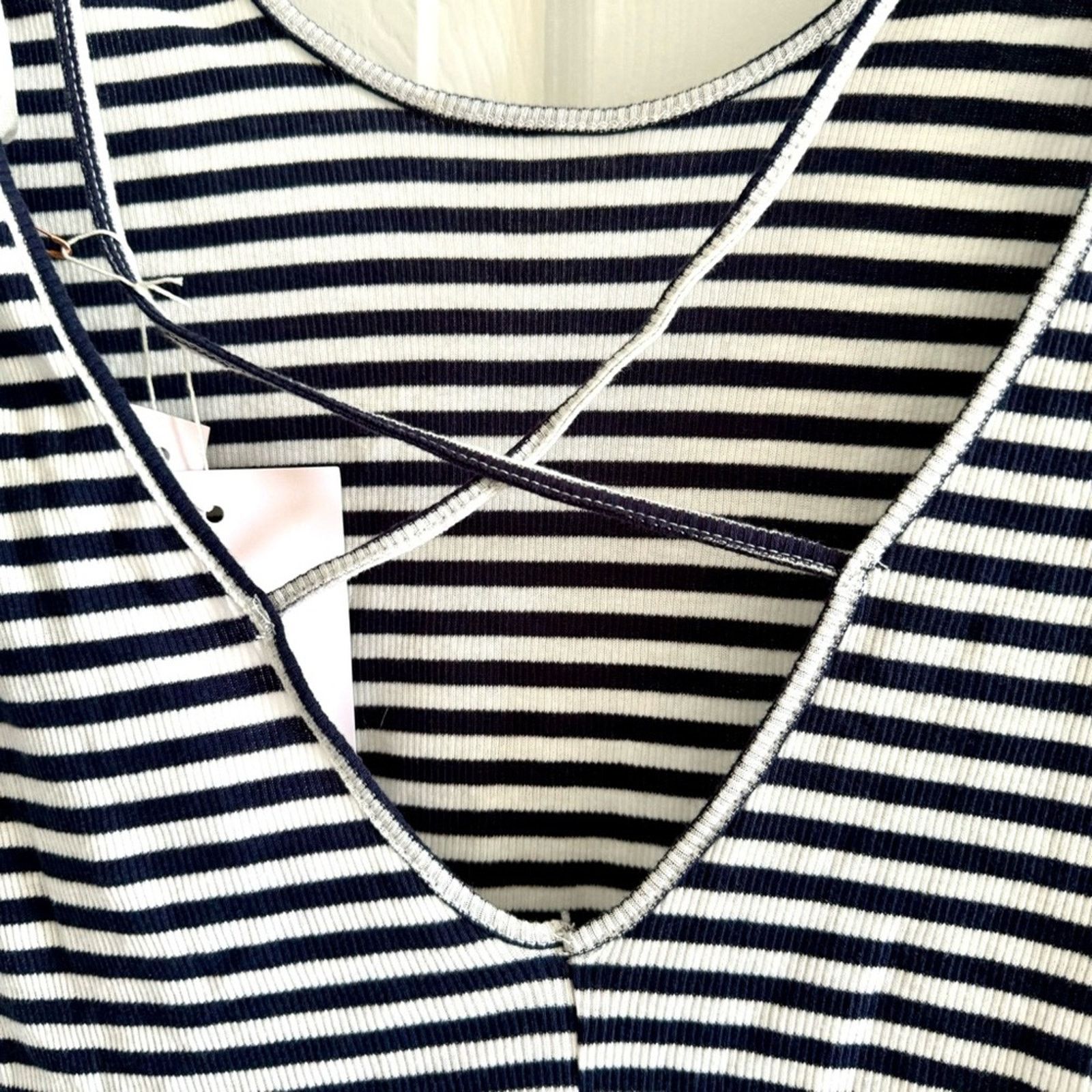 Avec Ces Freres NWT! Avec Les Filles Bodysuit, White/Navy Stripes, Size S Size S / US 4 / IT 40 - 9 Thumbnail