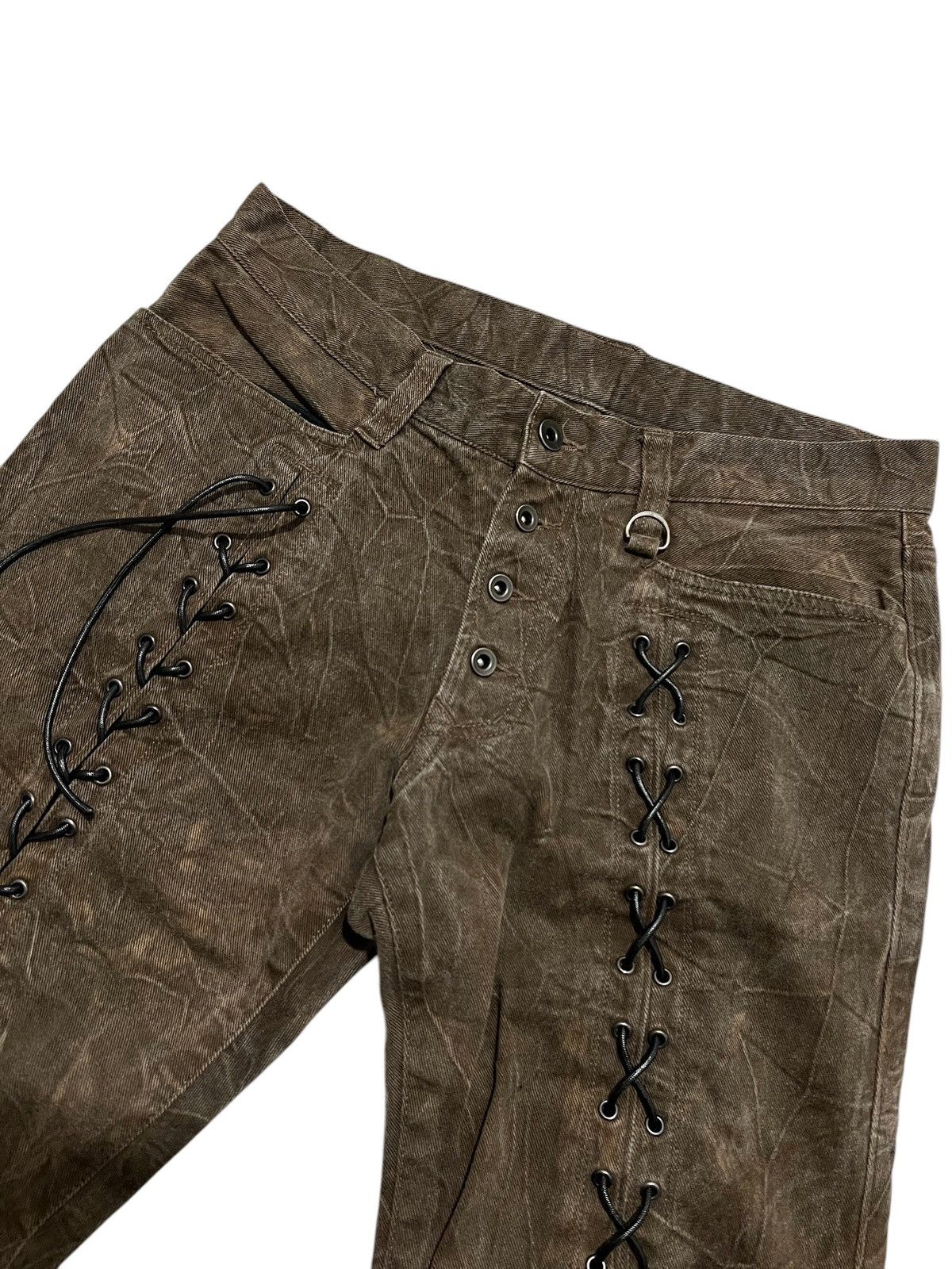 If Six Was Nine × Japanese Brand × Le Grande Bleu (L.G.B.) Nicole club distressed laces up denim pants Size US 31 - 4 Thumbnail