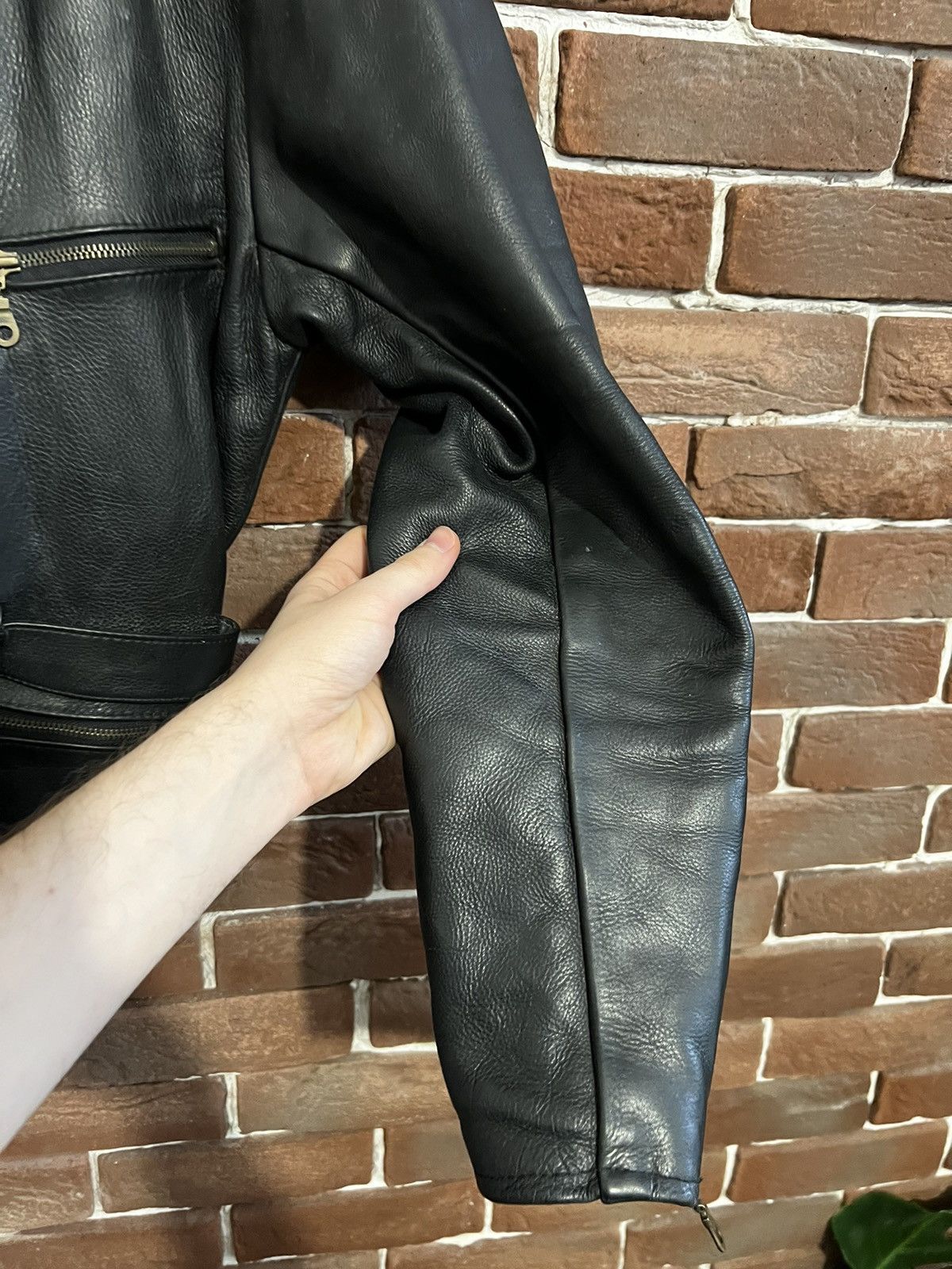 Genuine Leather Rare 90s Biker Real Genuine Leather Metal Jacket Rock Size US XXL / EU 58 / 5 - 5 Thumbnail