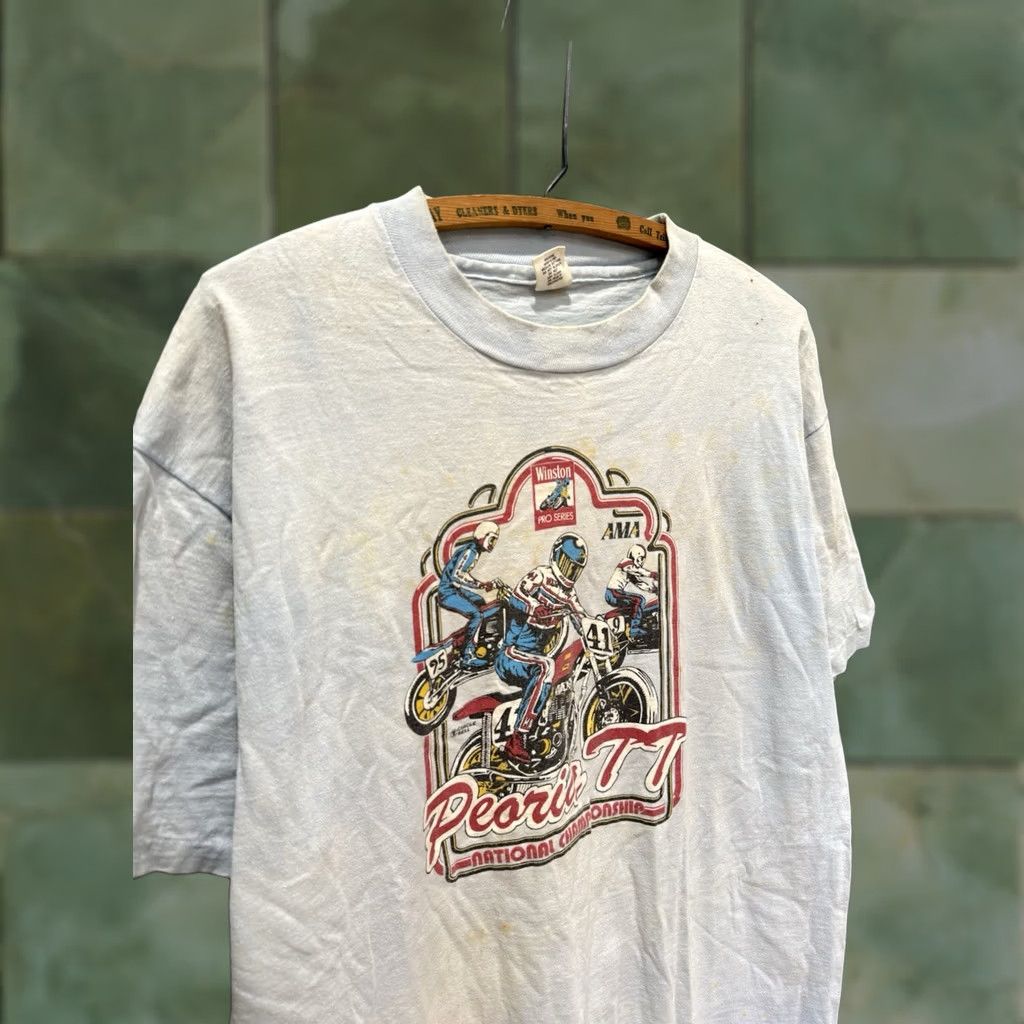 Hanes VINTAGE Peoria National Championship AMA Racing Blue Tee XL Mens Men’s Shirt 80s Size US XL / EU 56 / 4 - 1 Thumbnail