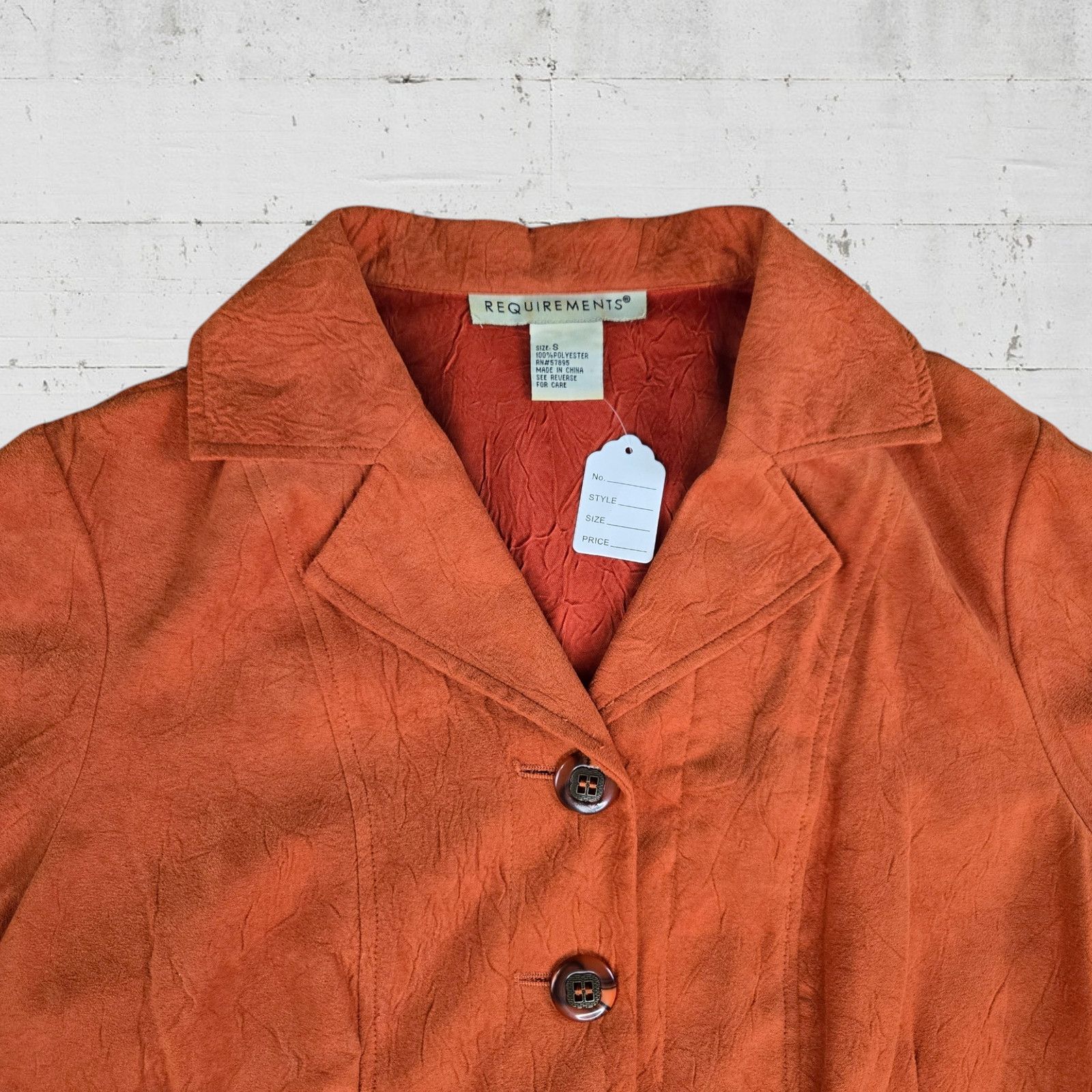 Vintage Vintage Orange Faux Suede 90s Jacket Size Small Size S / US 4 / IT 40 - 3 Thumbnail