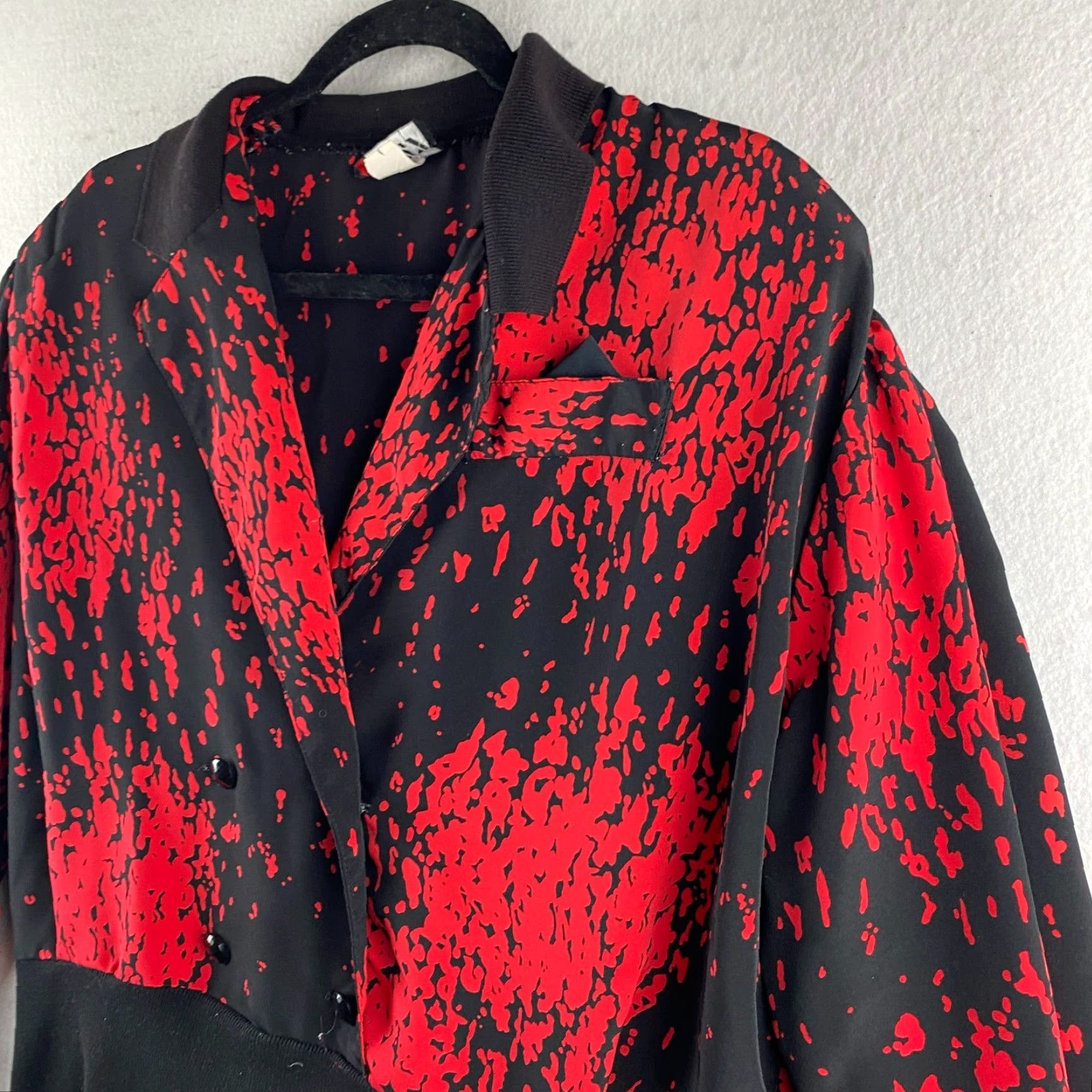 Vintage VINTAGE Miss Maggy Blouse Womens L Black Geometric 80s 90s Shoulder Pad Notch Collar Long Sleeve Casual Party/Cocktail Shirt Womens Size L / US 10 / IT 46 - 6 Thumbnail