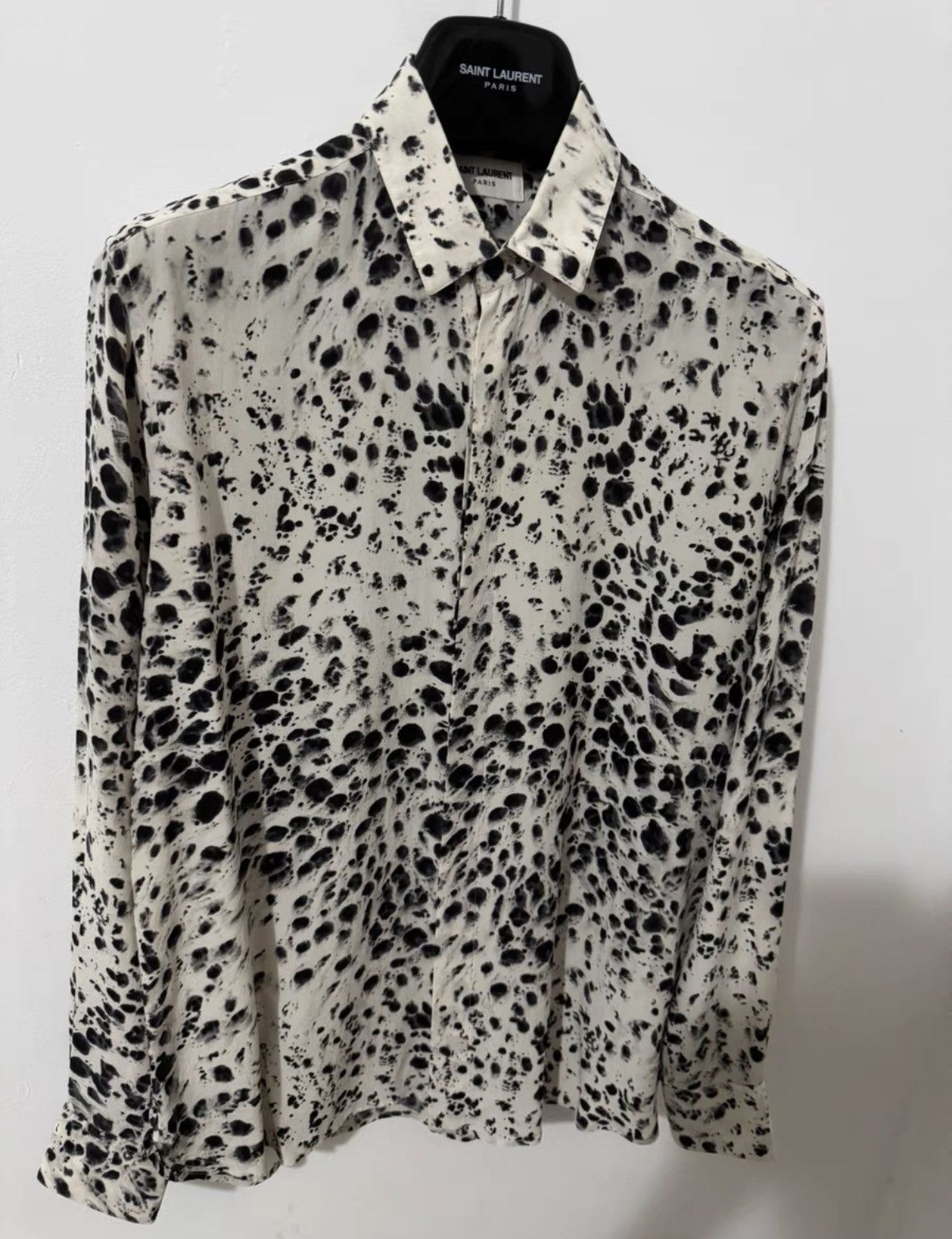 Saint Laurent Paris Saint Laurent 20FW Silk Art Ink Splatter Polka Dot Shirt Size US M / EU 48-50 / 2 - 4 Thumbnail