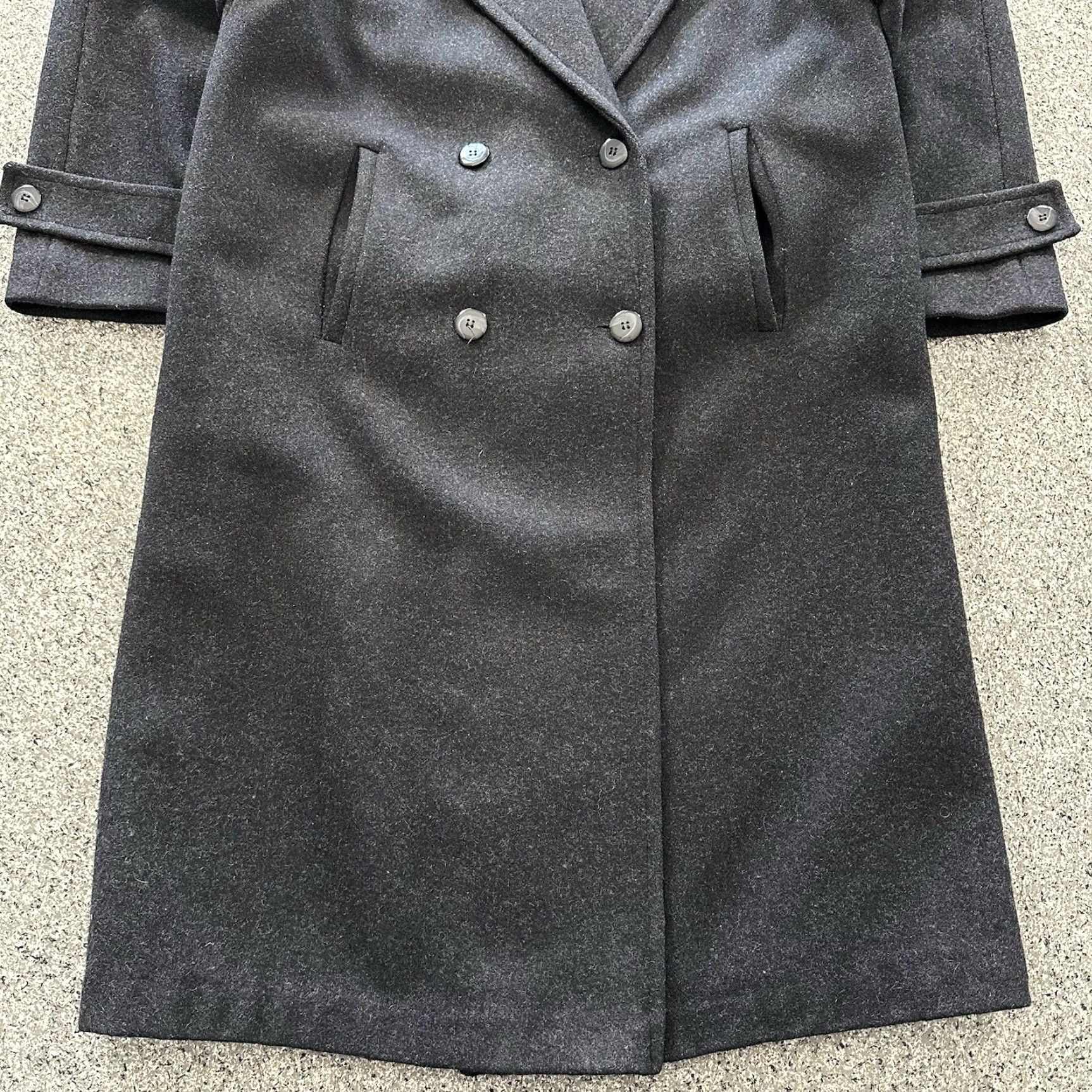 Doublet Stephanie Mathews Coat Womens 10 M Vintage Overcoat Wool Gray Tweed Long Sleeve Button Zip Hallmark Vintage Trench Size L / US 10 / IT 46 - 2 Thumbnail