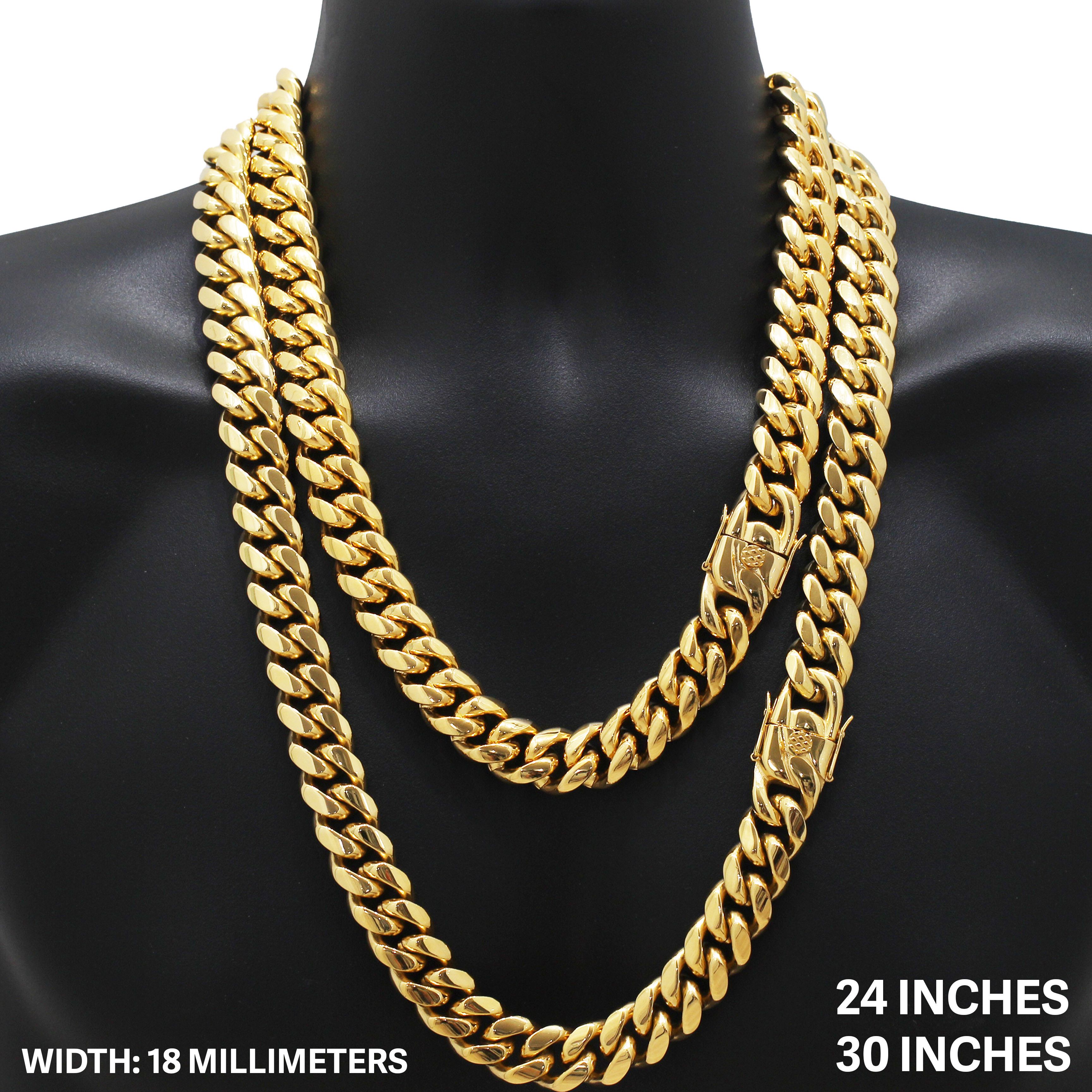 Other 316L SS 18k GP 18mm Miami Cuban Link Chain Necklace 24" Size ONE SIZE - 1 Thumbnail