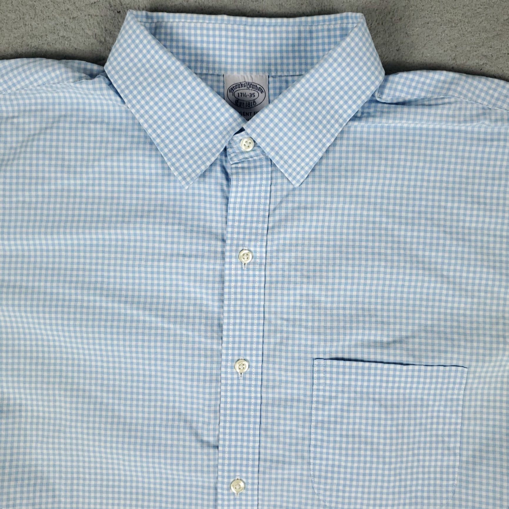 Brooks Brothers Brooks Brothers Shirt Mens 17.5 Blue Check Regent Dress Button Up Long Sleeve Blue Size 46R - 2 Thumbnail
