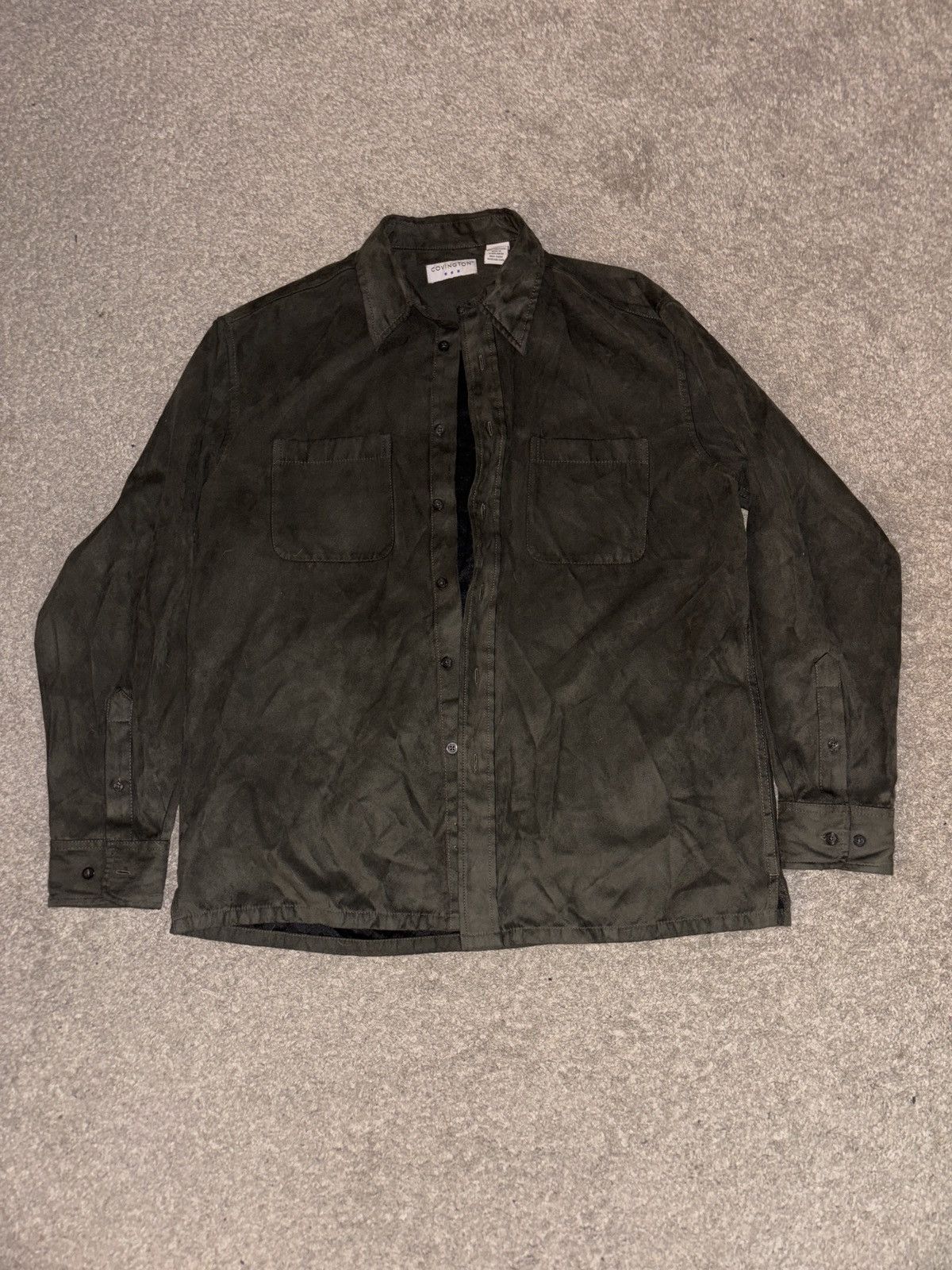 Covington Forest Green Suede Long-Sleeve Button Up Size US M / EU 48-50 / 2 - 1 Thumbnail