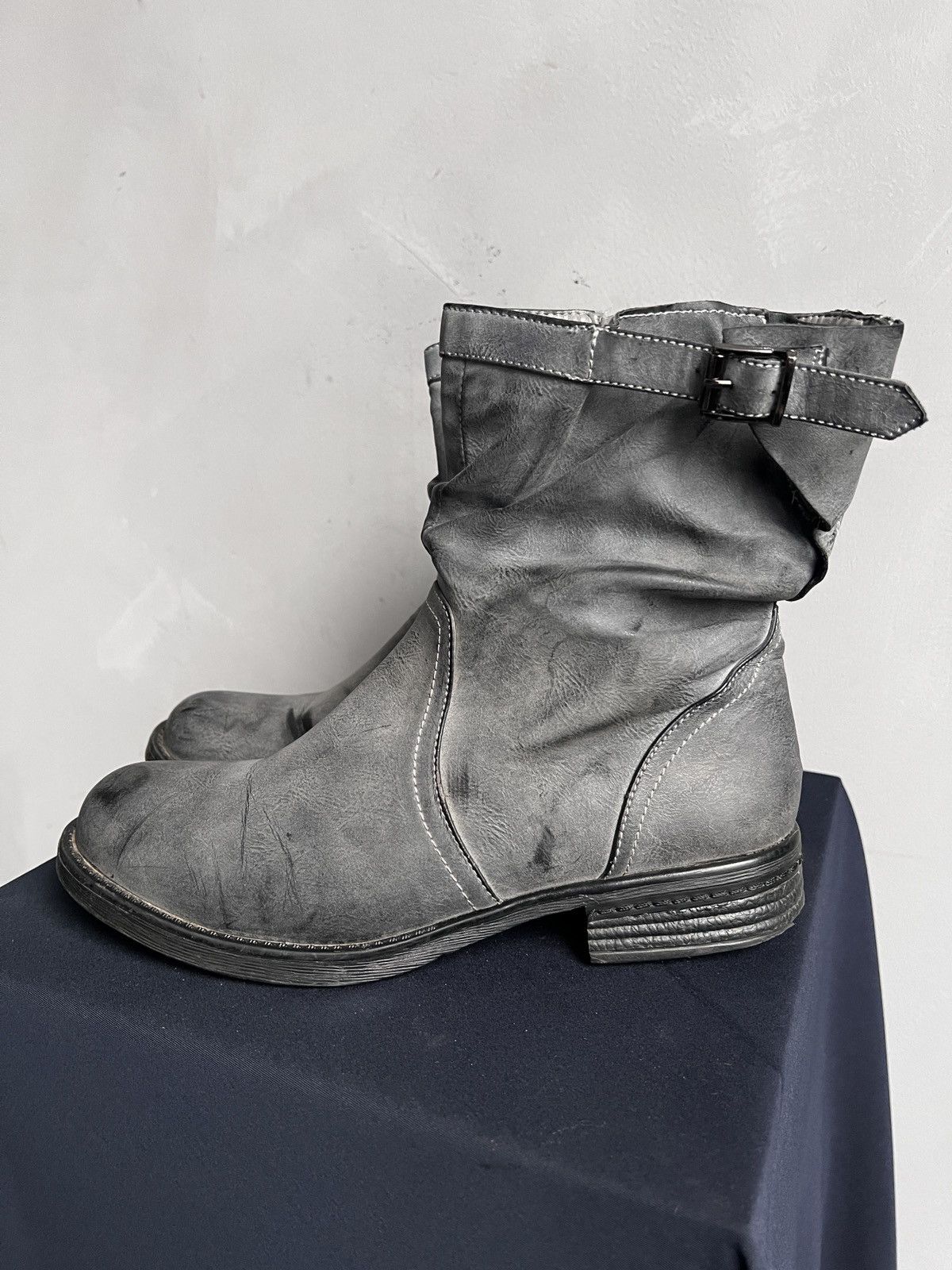 A.S.98 Grey Distressed Leather Boots engineered guidi style moto Size US 7.5 / EU 40-41 - 6 Thumbnail