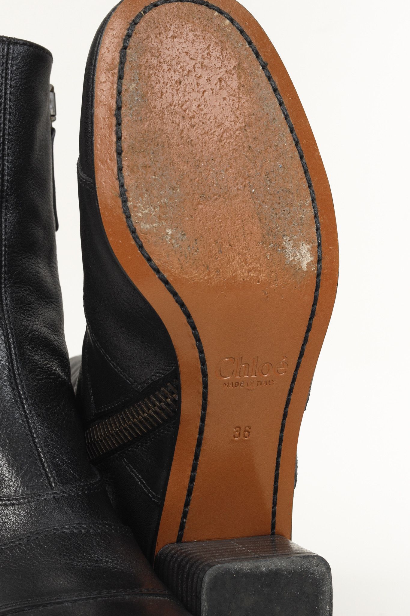Chloe Chloé Lexie Black Leather Zipper Boot Size US 6 / IT 36 - 5 Thumbnail