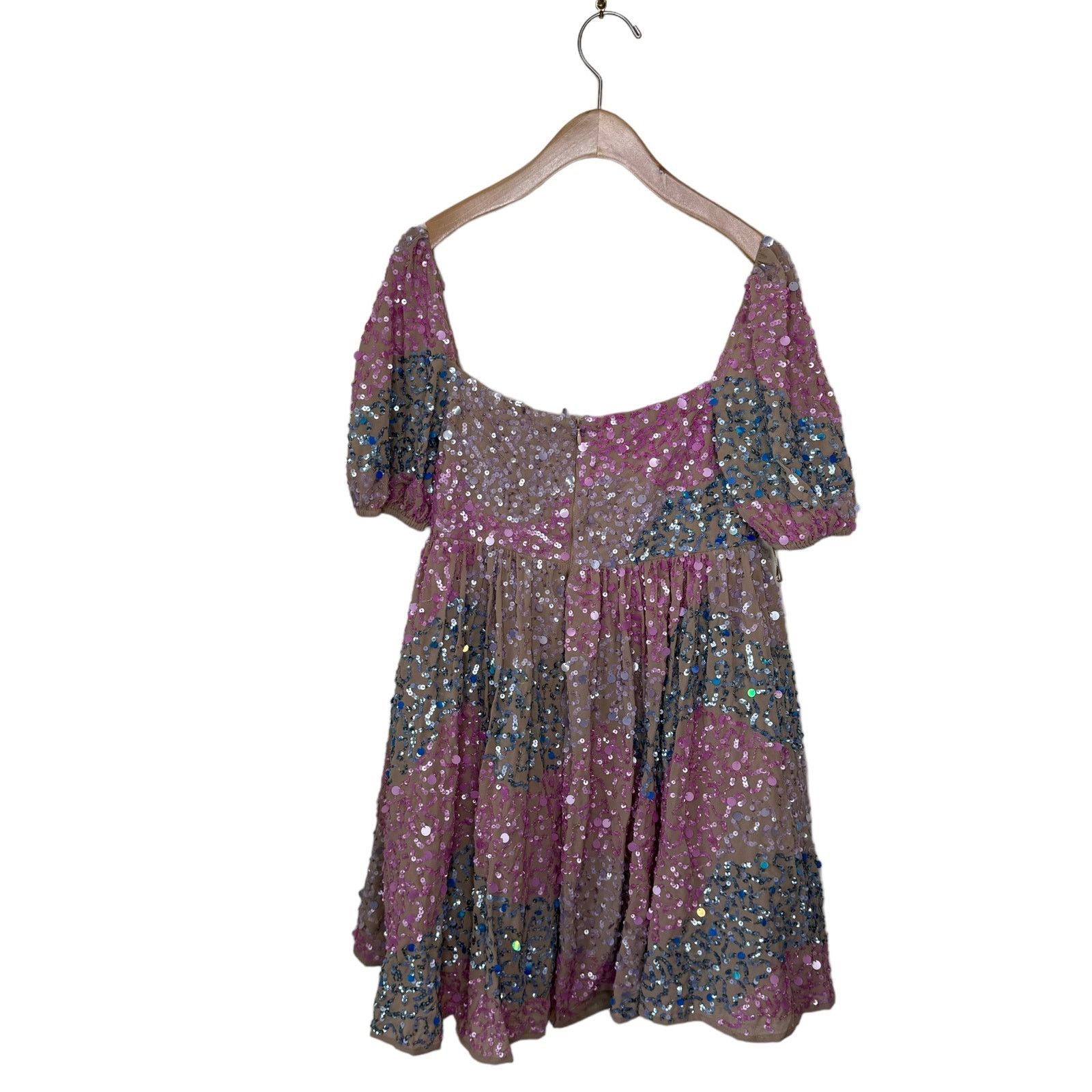 Asos ASOS MAYA DELUXE Puff Sleeve Sequin Mini dress Pink Blue 4 Size S / US 4 / IT 40 - 2 Thumbnail