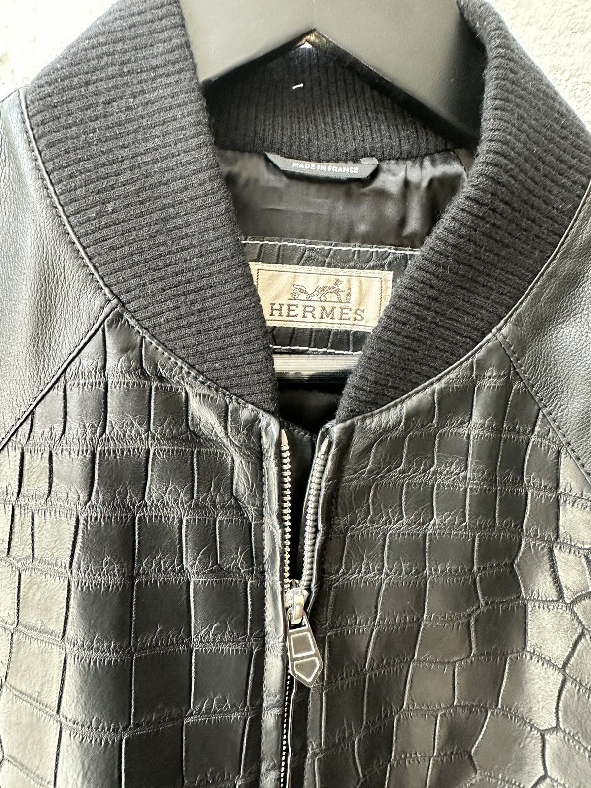 Hermes HERMES 1/1 BLACK CROC LEATHER JACKET 4GSeller Size US L / EU 52-54 / 3 - 3 Thumbnail