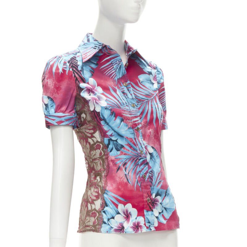 Dolce & Gabbana rare D&G DOLCE GABBANA Vintage blue pink sheer lace panel side Hawaiian shirt XS Size XS / US 0-2 / IT 36-38 - 1 Thumbnail