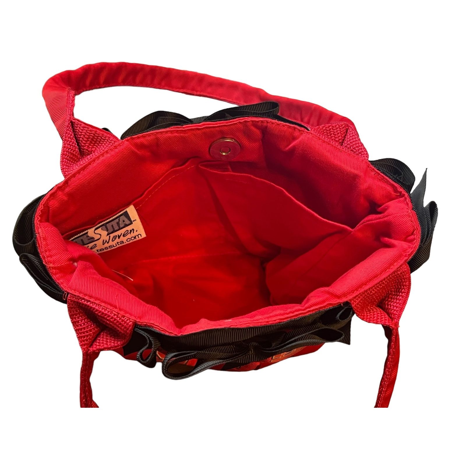 Vintage NC State Purse-Woven Ribbon Bag-North Carolina Wolfpack Tote Size ONE SIZE - 5 Thumbnail