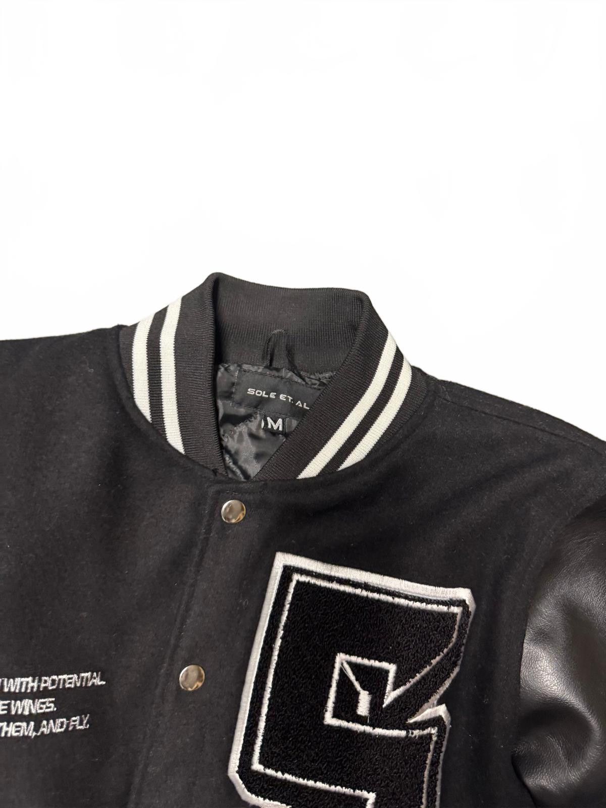 Designer Stylish Black Varsity Jacket with Leather Sleeves Size US M / EU 48-50 / 2 - 3 Thumbnail
